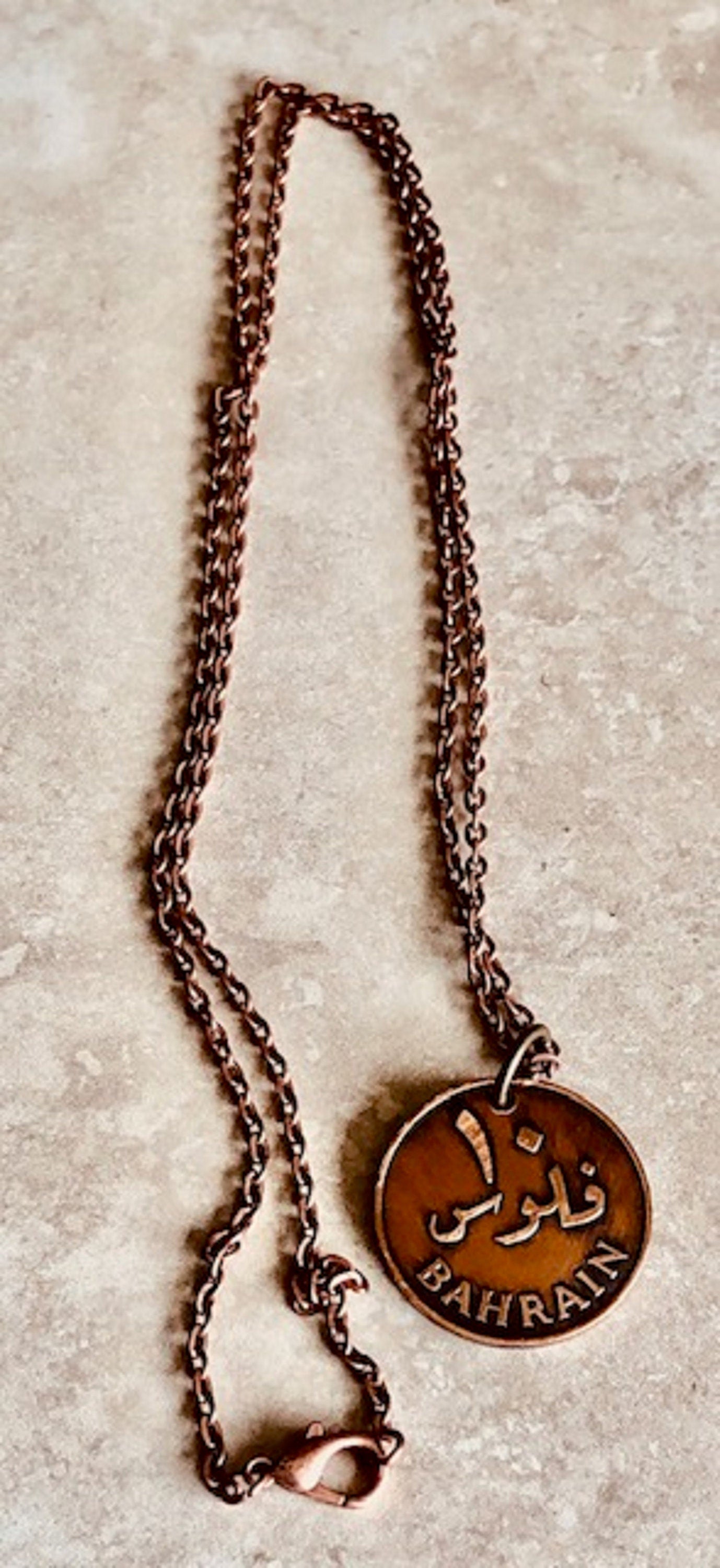 Bahrain Coin Necklace Fils Coin Pendant Necklace Vintage Personal Handmade Jewelry Gift Friend Charm For Him Her World Coin Collector