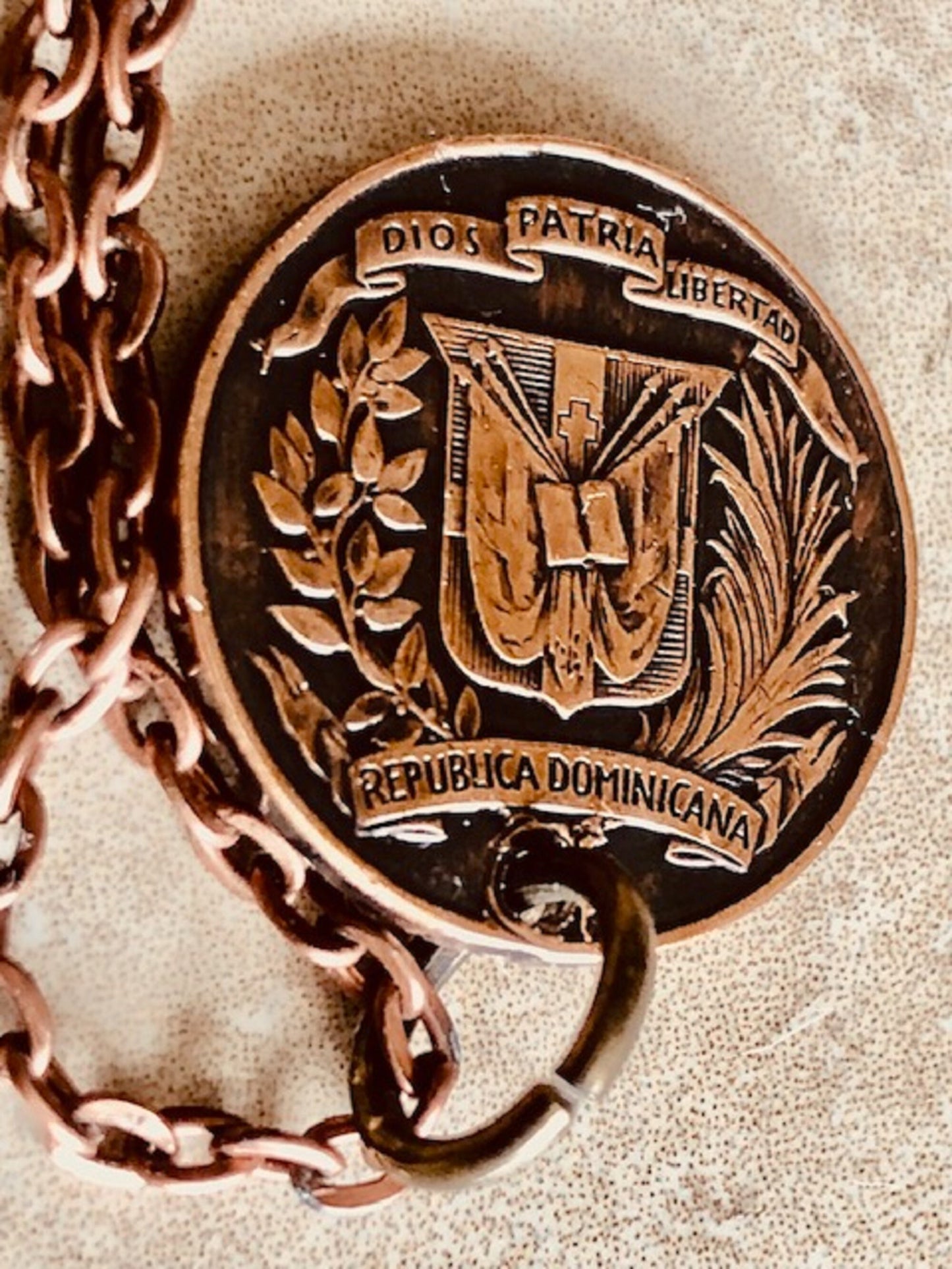 Dominican Republic Coin Necklace 1 Centavos Pendant Personal Vintage Handmade Jewelry Gift Friend Charm For Him Her World Coin Collector