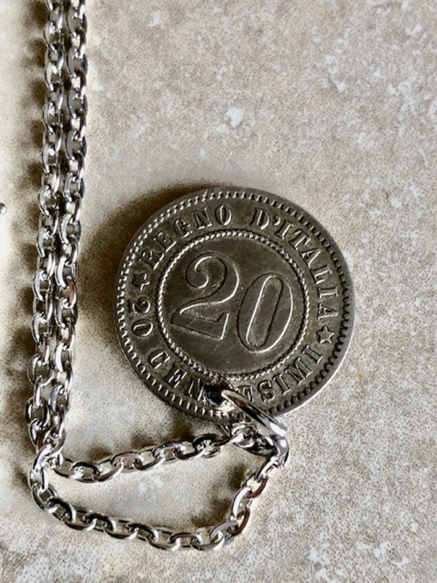 Italy Coin Pendant Italian 1894 20 Cents Necklace Jewelry Gift For Friend Coin Charm Gift For Him, Her, World Coins Collector