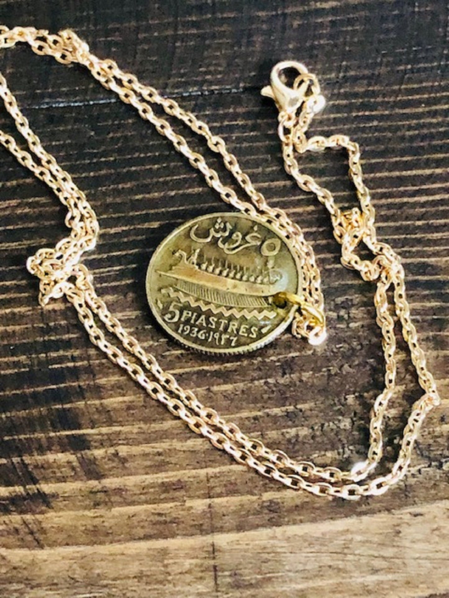 Lebanon Coin Necklace Lebanese Republic 5 Piastres Personal Vintage Handmade Jewelry Gift Friend Charm For Him Her World Coin Collector
