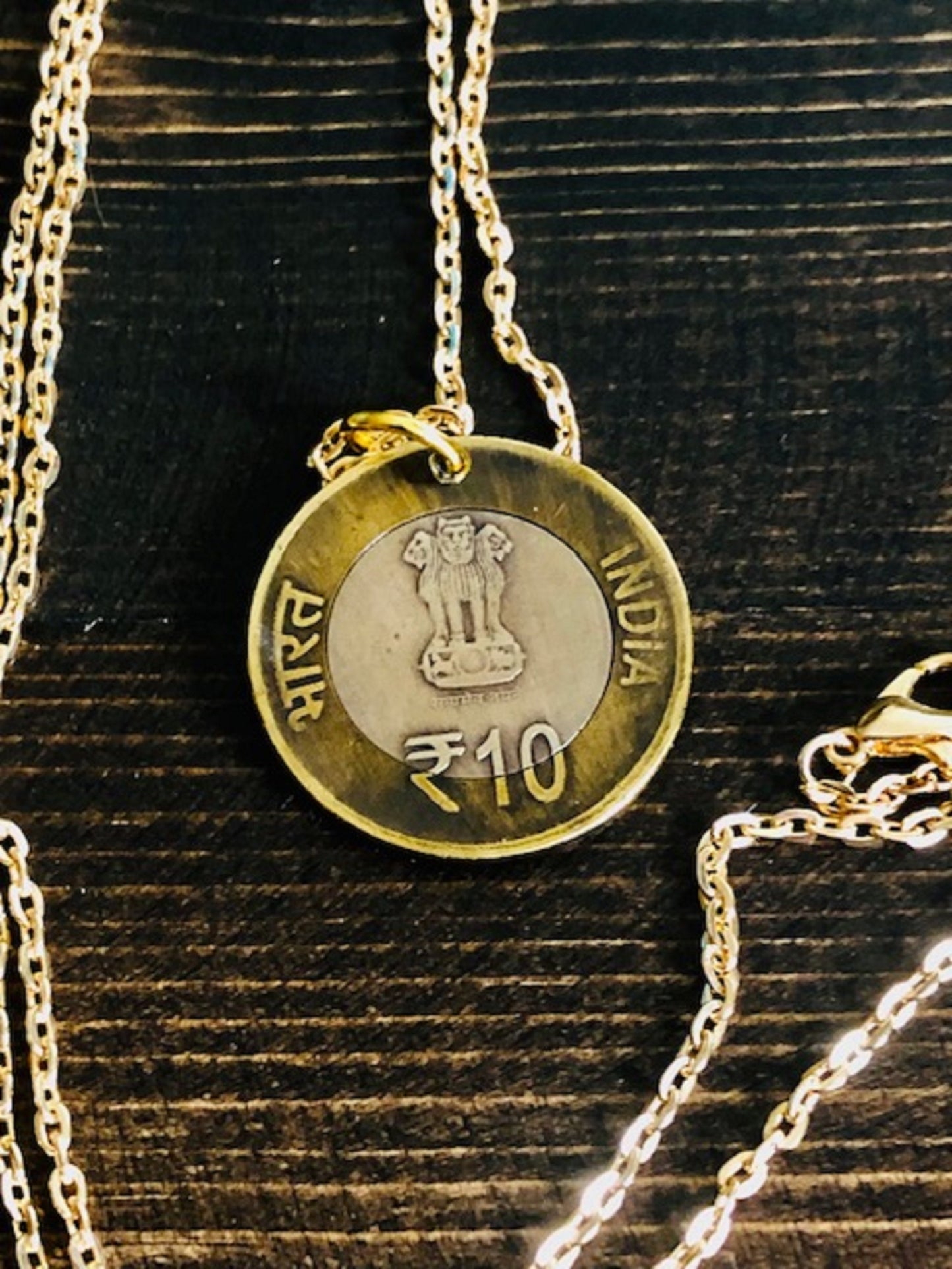 India Coin Necklace 10 Rupees Bank of India Yoga Indian East India Coin Pendant Vintage Rare Coins Coin Enthusiast Handmade
