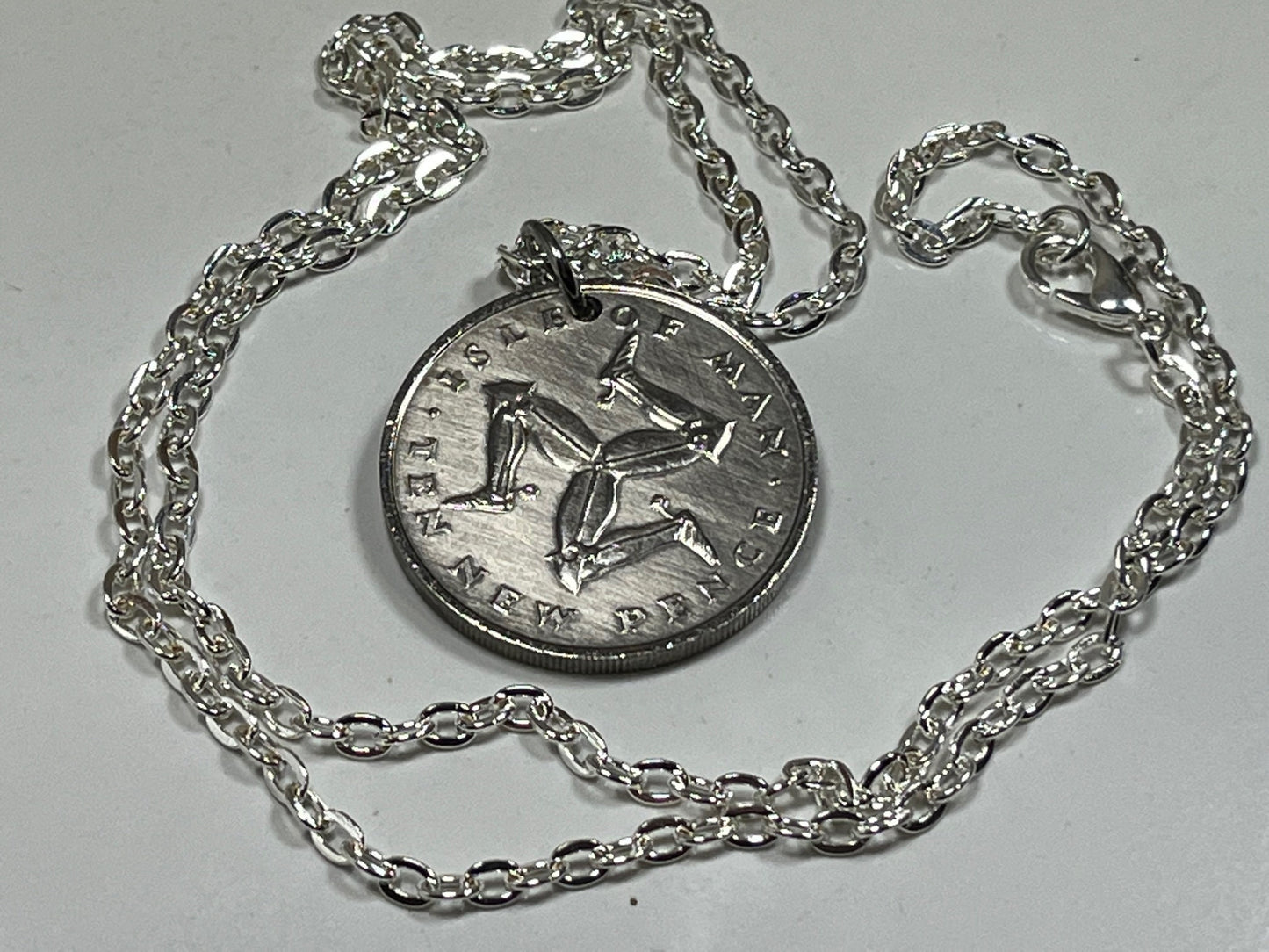 Isle of Man Necklace Coin Chain New Pence Custom Made From Rare coins - Coin Enthusiast Canadian Made Fashion Accessory Vintage