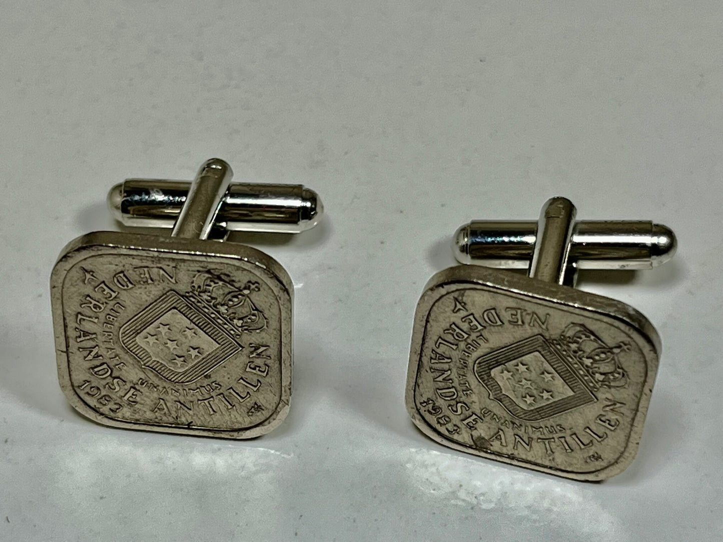Netherlands Antillen Coin Cuff Links Cufflinks Vintage Custom Made Rare Coins Coin Enthusiast Fashion Accessory Handmade