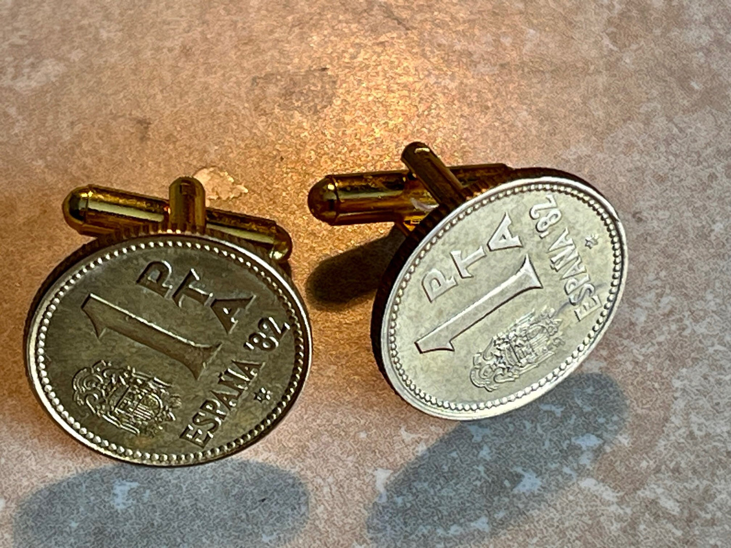 Spain Coin Cuff Links Vintage 1 PTA Spanish Espana Custom Made Vintage and Rare coins - Cufflinks Coin Enthusiast