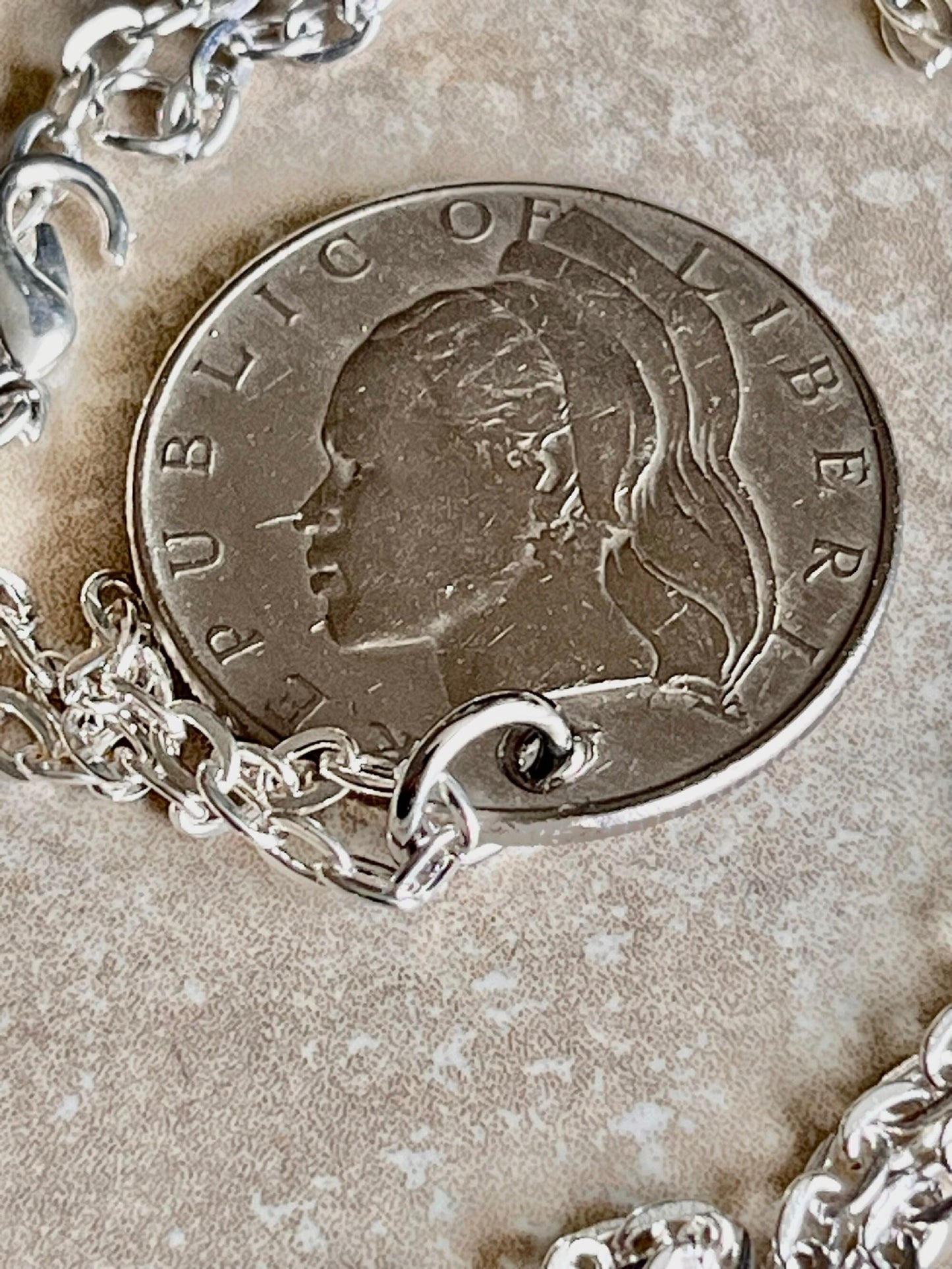 Liberia Republic Coin Necklace Africa 50 Cent Coin Pendant Vintage Handmade Jewelry Gift Friend Charm For Him Her World Coin Collector