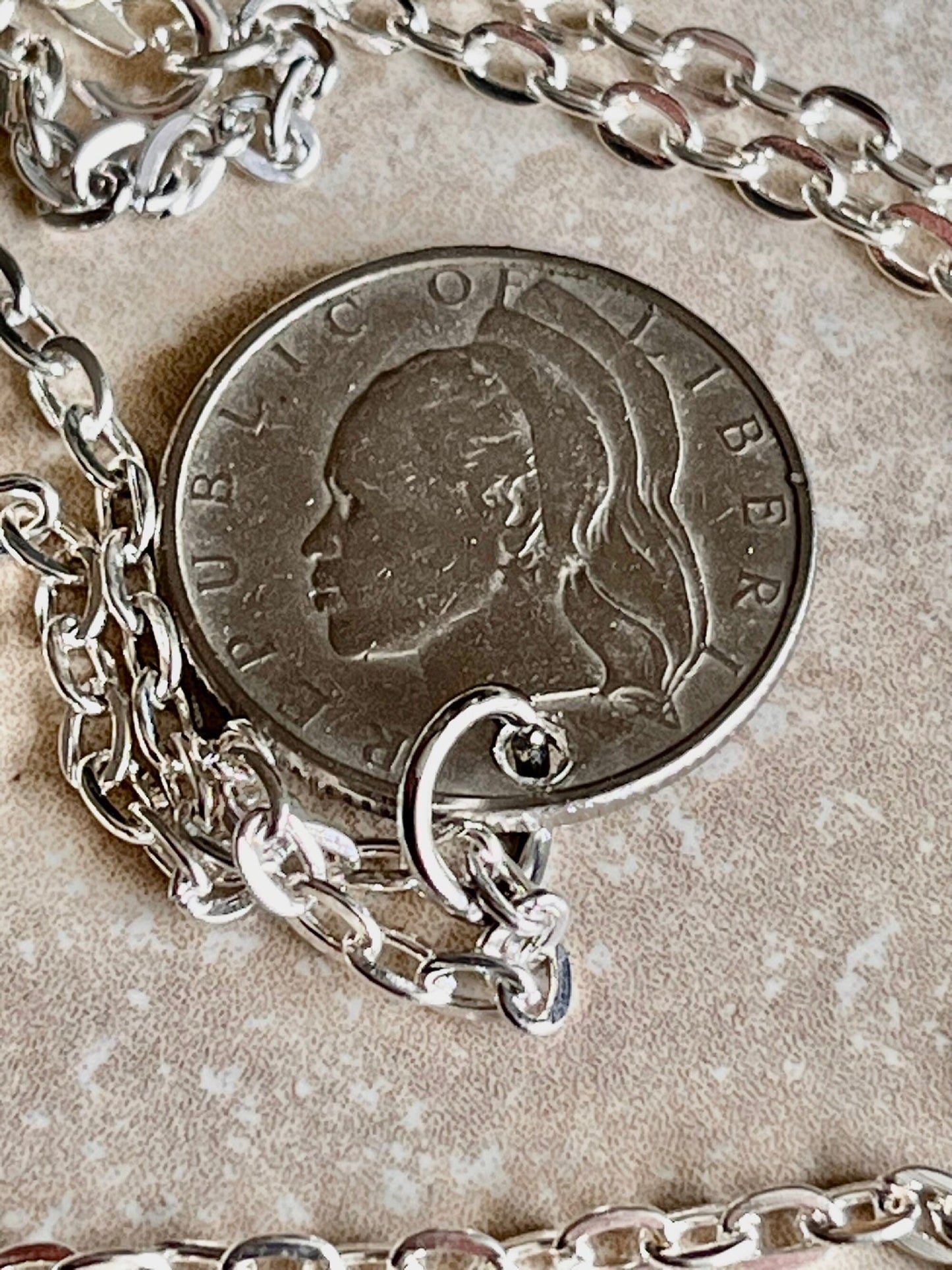 Liberia Republic Coin Necklace Africa 25 Cent Pendant Personal Vintage Handmade Jewelry Gift Friend Charm For Him Her World Coin Collector