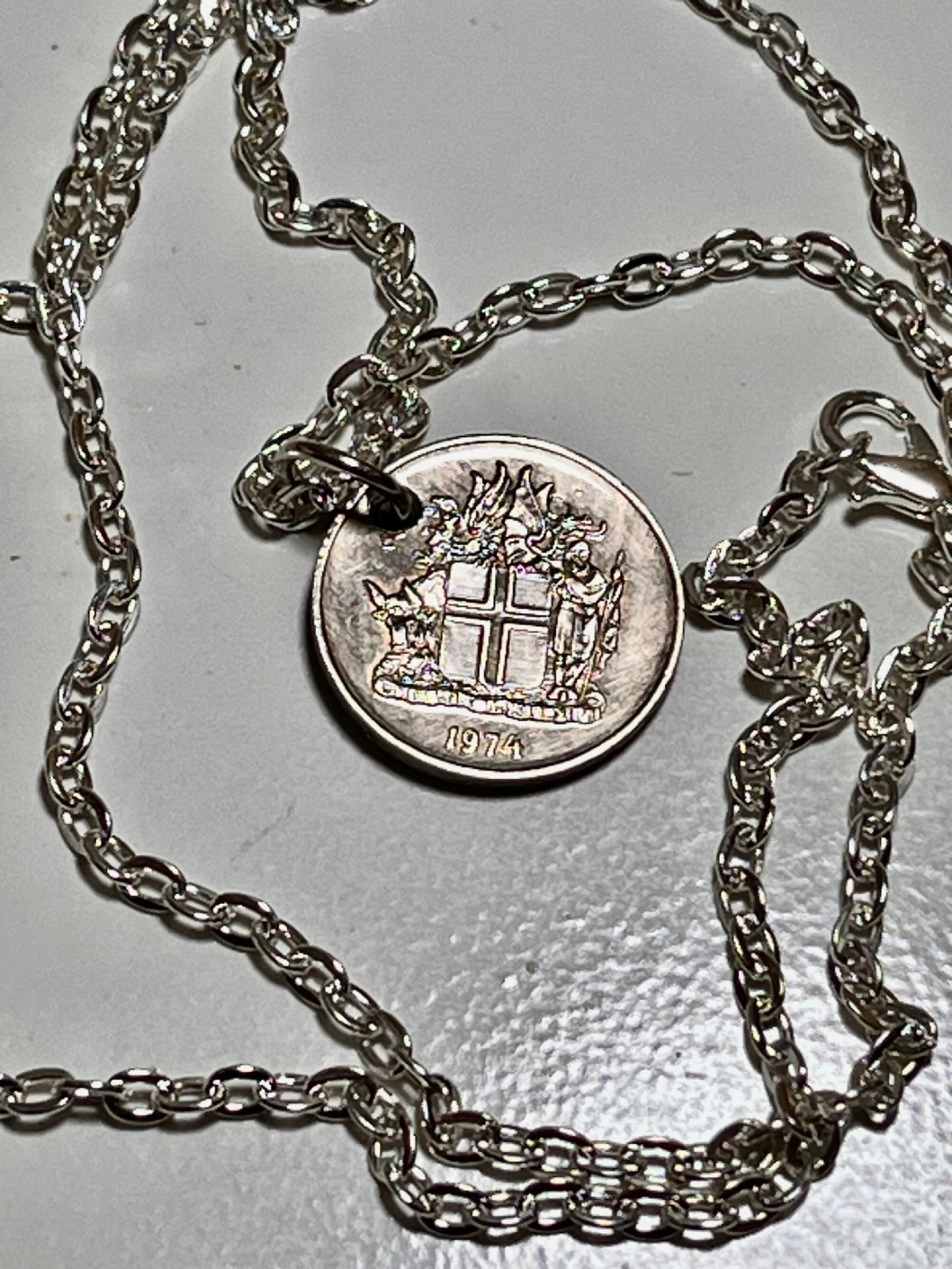 Iceland Coin Necklace 5 Krona Kronur Bull Viking Personal Pendant Handmade Jewelry Gift Friend Charm For Him Her World Coin Collector