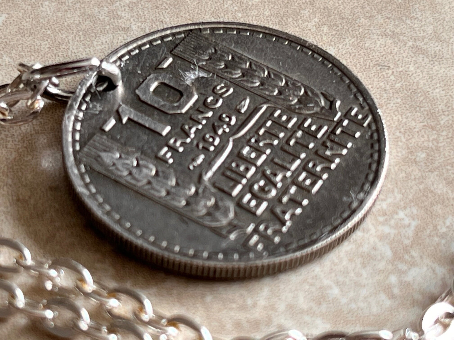 France Coin Pendant French 10 Franc Liberte Egalite Fraternite Personal Necklace Jewelry Gift Friend Charm For Him Her World Coin Collector