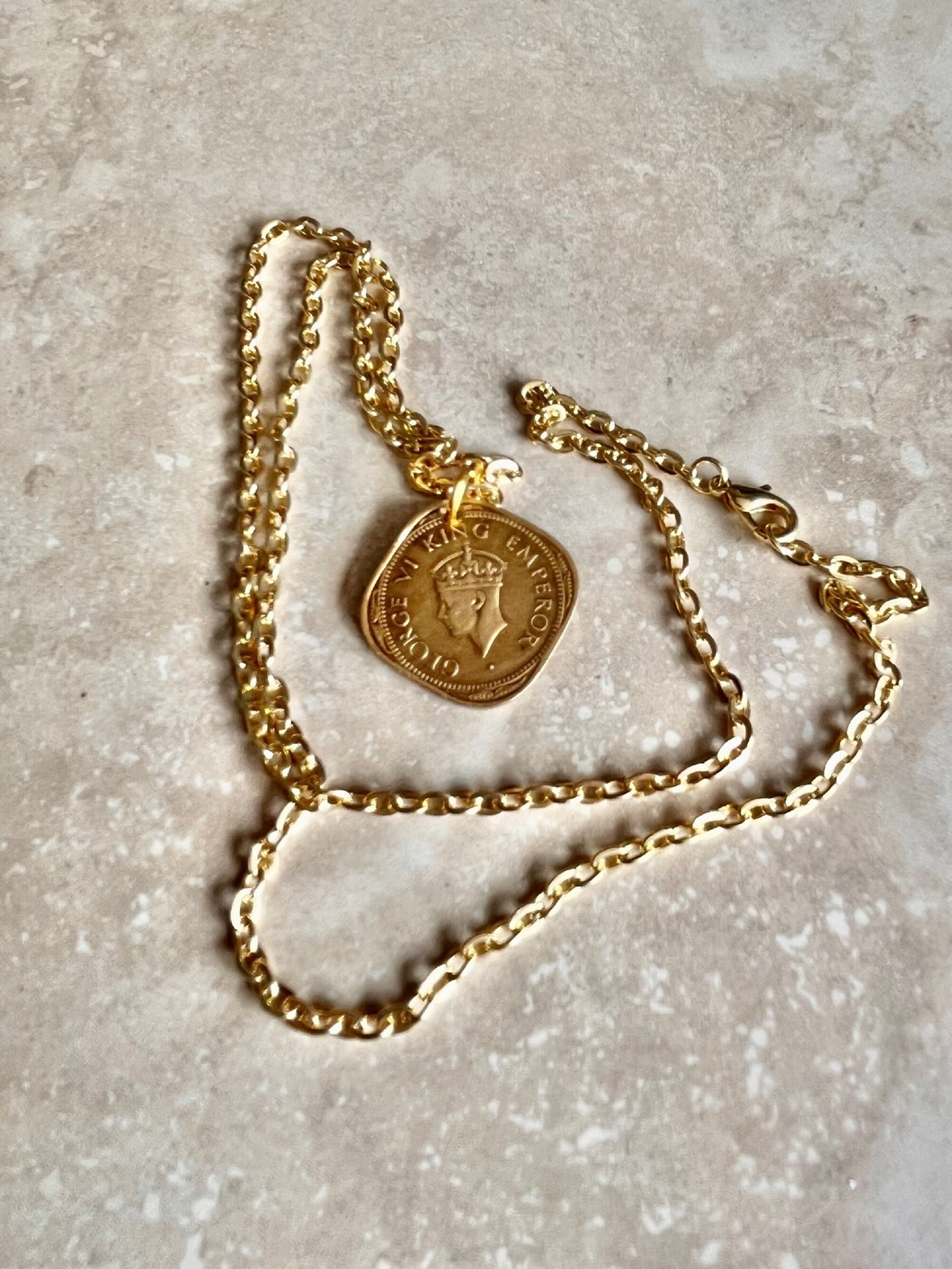 India Sri Lanka Coin Pendant 2 Anna Personal Necklace Old Vintage Handmade Jewelry Gift Friend Charm For Him Her World Coin Collector