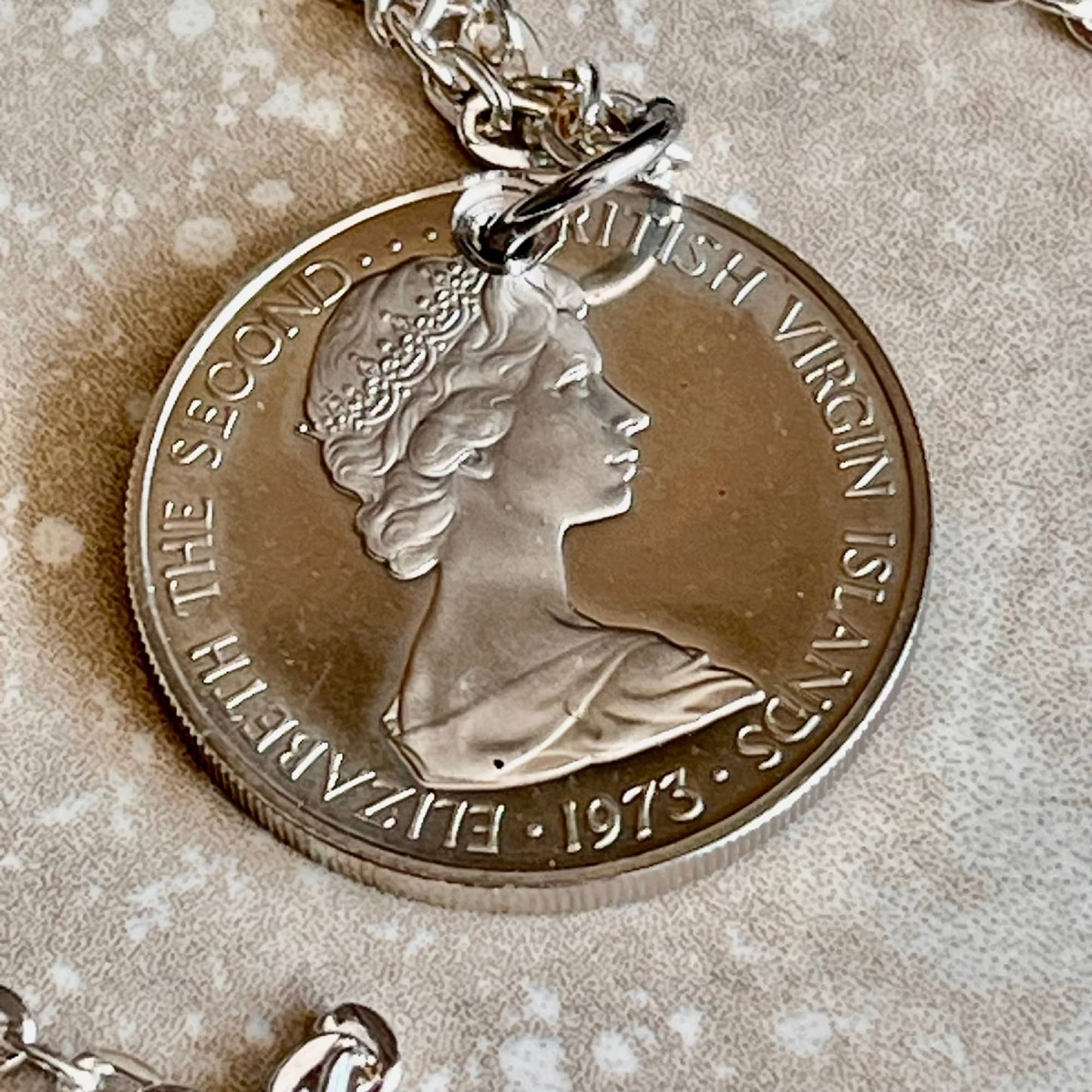 British Virgin Island 1973 Coin 25 Cents with Bird From Mint Set Custom Made Vintage and Rare coins - Coin Enthusiast - Fashion Accessory