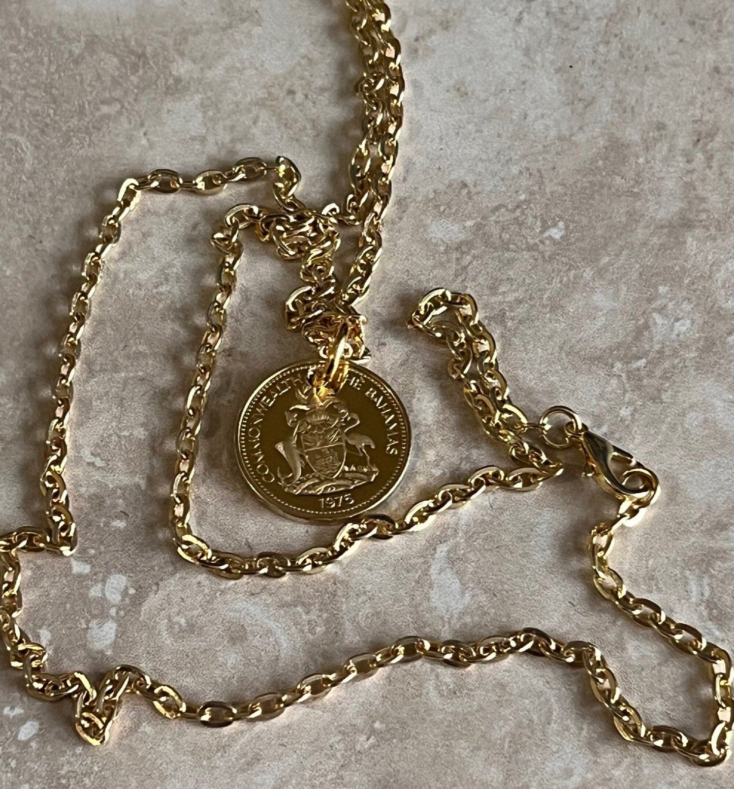 Bahamas Coin Necklace Double Struck from Mint Set Star Fish Coin Pendant Vintage Custom Made Rare coins - Coin Enthusiast Fashion Accessory