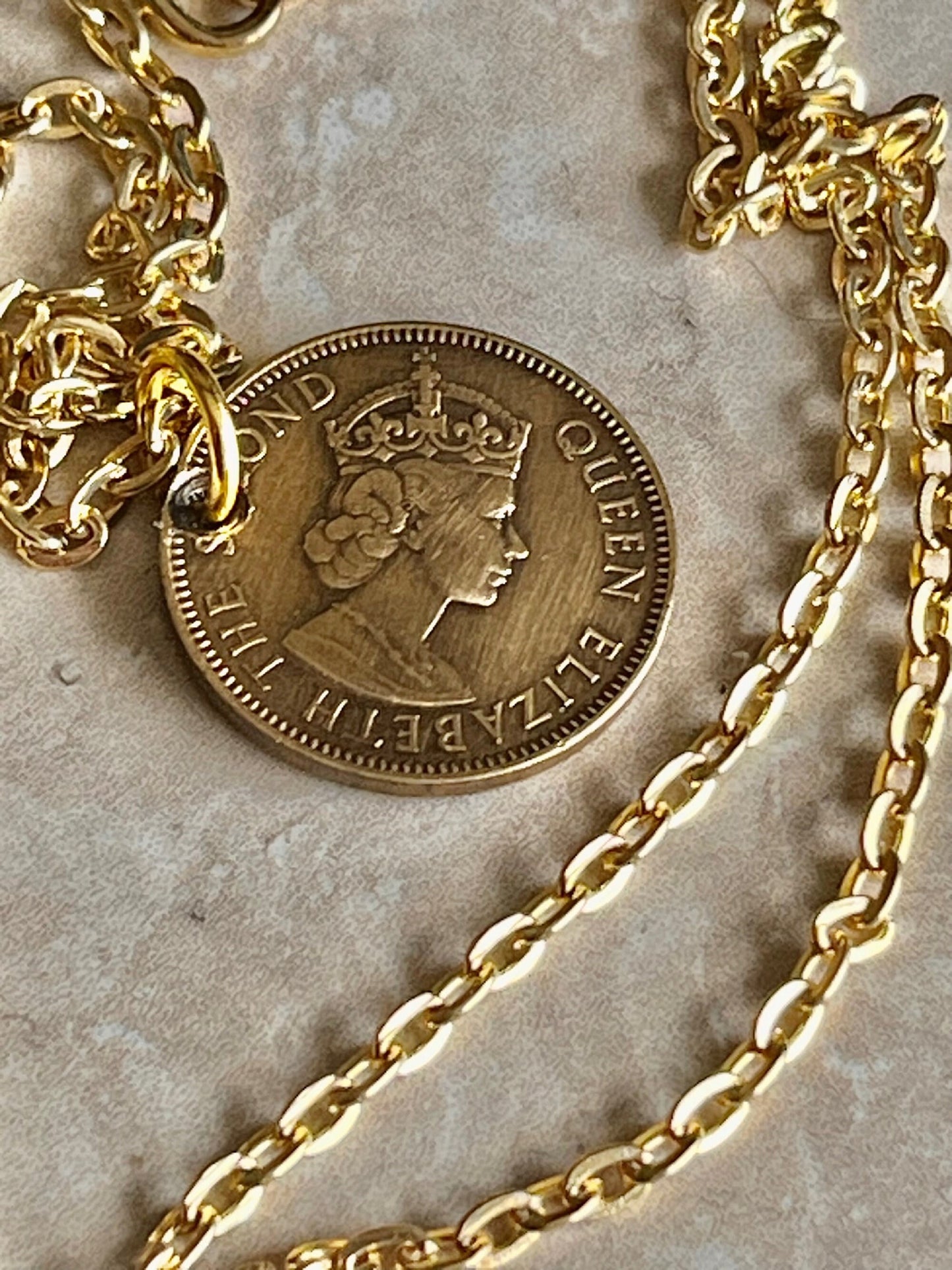 Jamaica Necklace Jamaican Half Penny Pendant Personal Old Vintage Handmade Jewelry Gift Friend Charm For Him Her World Coin Collector