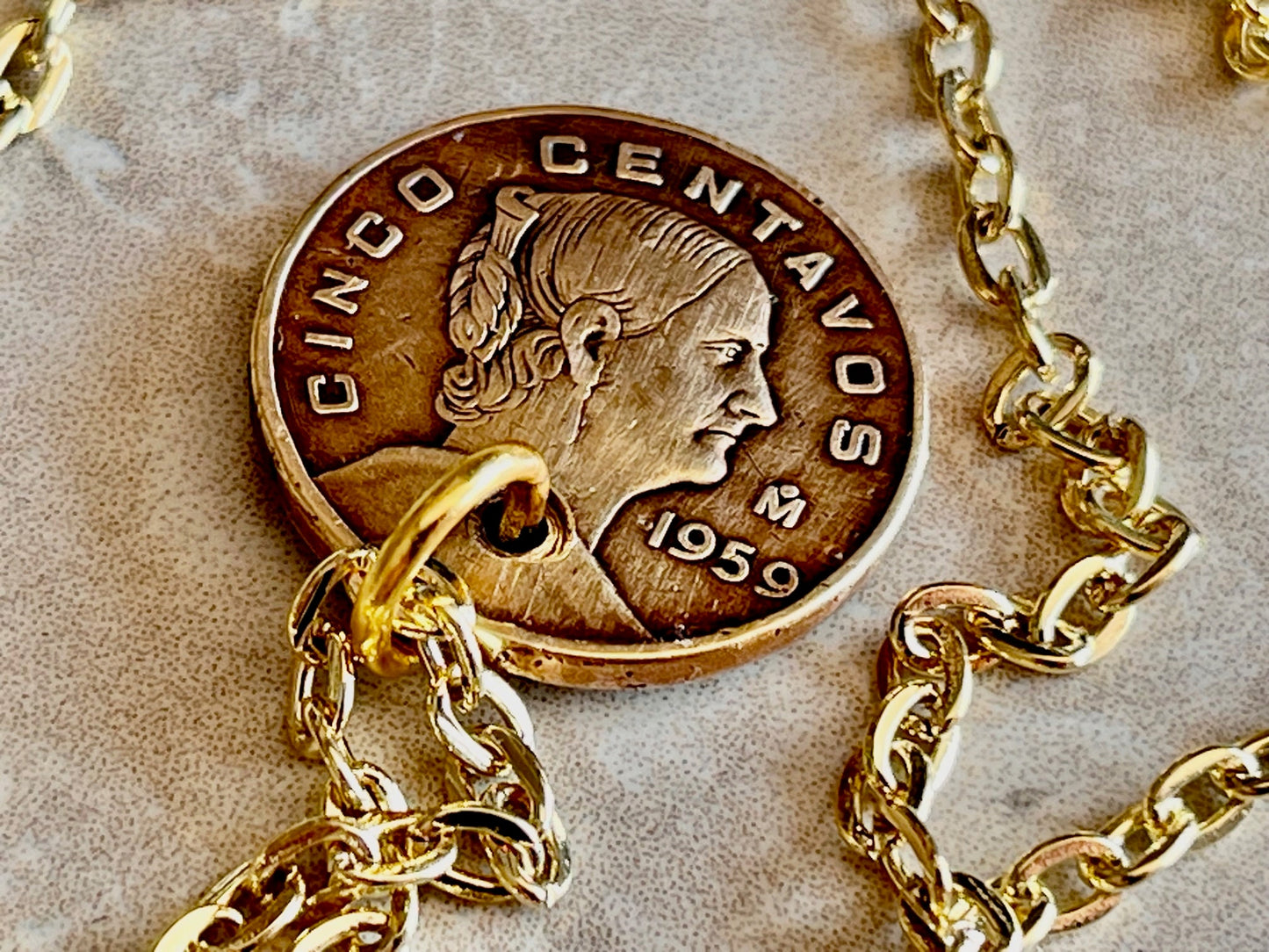 Mexico Coin Pendant Mexican Cinco Centavos Necklace, Custom Made Charm Gift For Friend Coin Charm Gift For Him, Coin Collector, World Coins