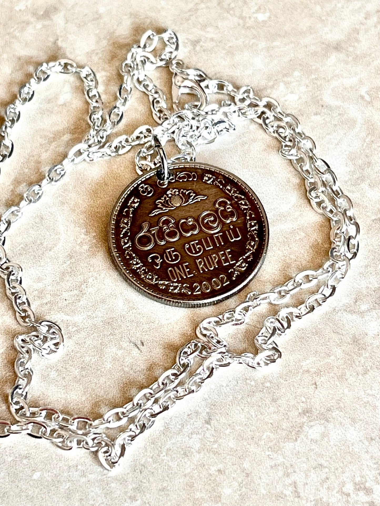Sri Lanka Coin Necklace 1 Rupee Coin Pendant Handmade Custom Made Charm Gift For Friend Coin Charm Gift For Him, Coin Collector, World Coins