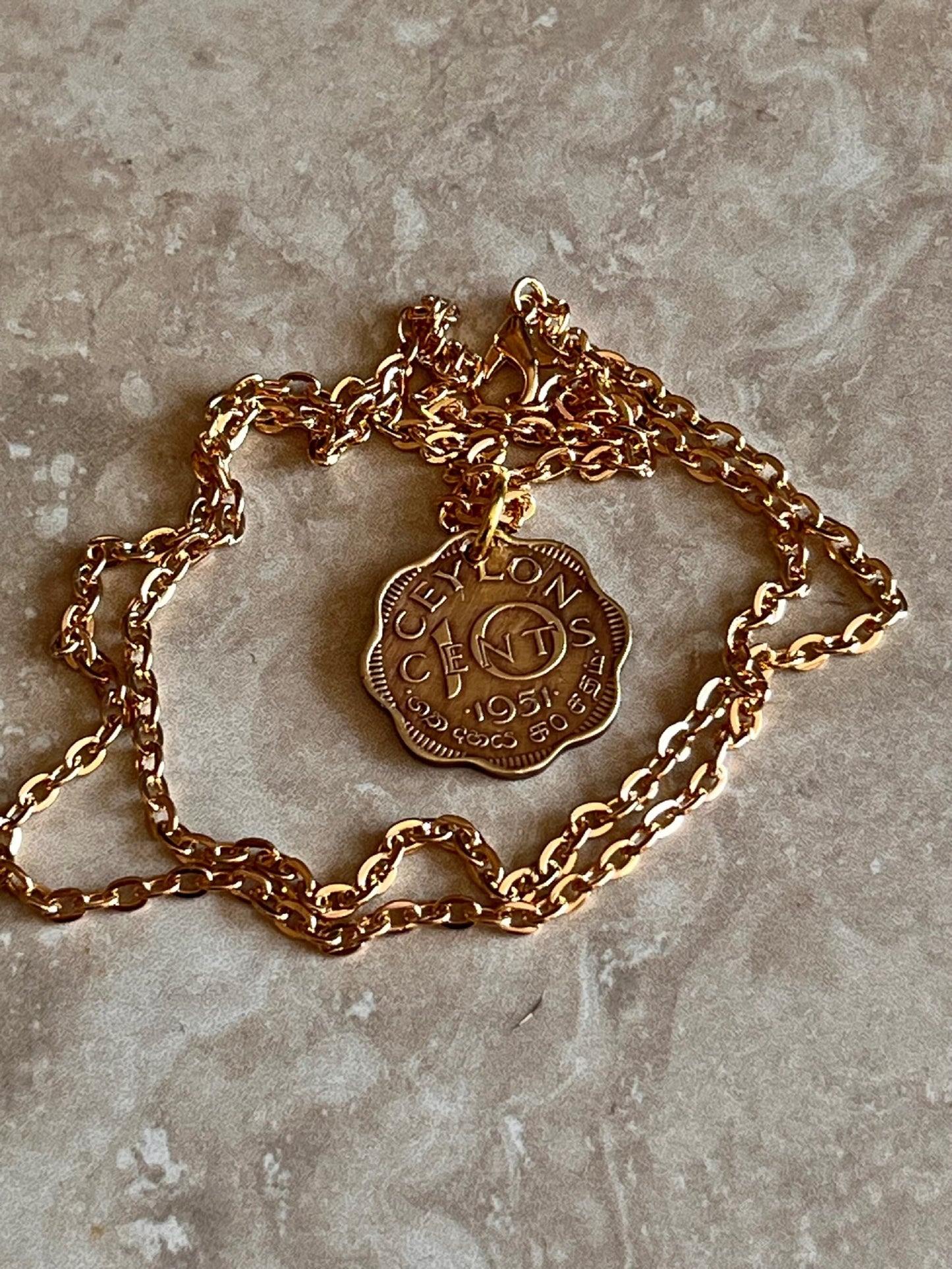Ceylon Coin Necklace 10 Cents Pendant Handmade Custom Made Charm Gift For Friend Coin Charm Gift For Him, Coin Collector, World Coins