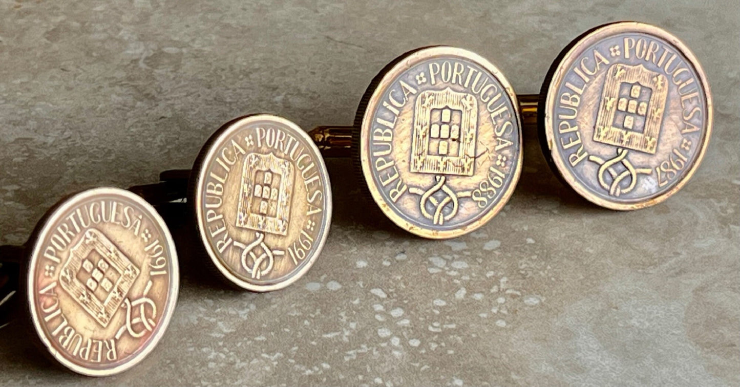 Portugal Coin Cuff Links Portuguese Escudos Cufflinks Handmade Custom Made Gift For Friend Coin Gift For Him, Coin Collector, World Coins