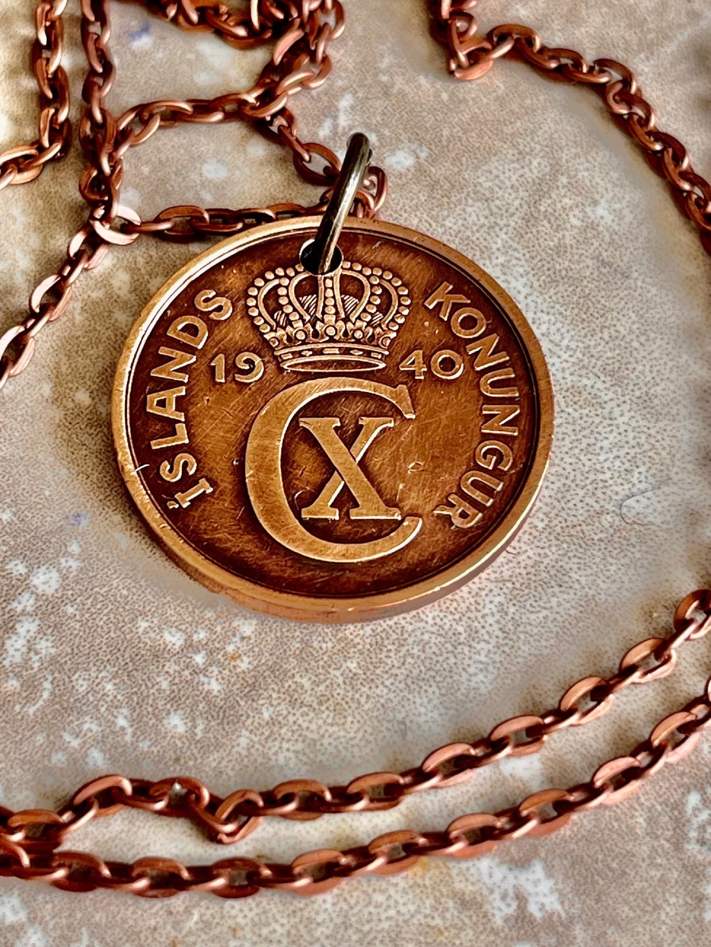 Iceland Coin Pendant 5 Aurar Vintage Rare Bull Viking Necklace Jewelry Gift For Friend Coin Charm Gift For Him, Her, World Coins Collector