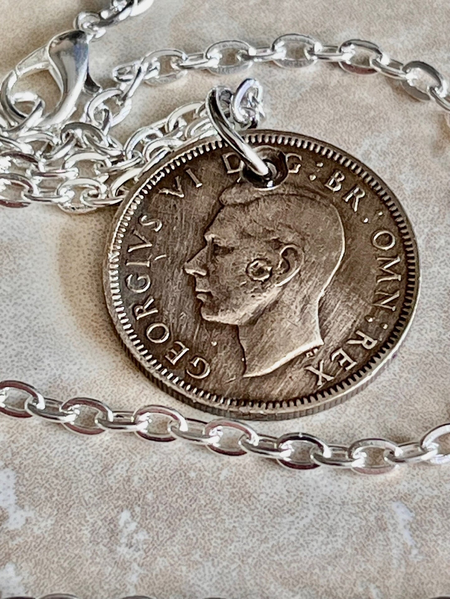 Britain Coin Pendant One Shilling Rhinestone Jewelry England Necklace Charm Friend Coin Charm Gift For Him, Her, Coin Collector, World Coins