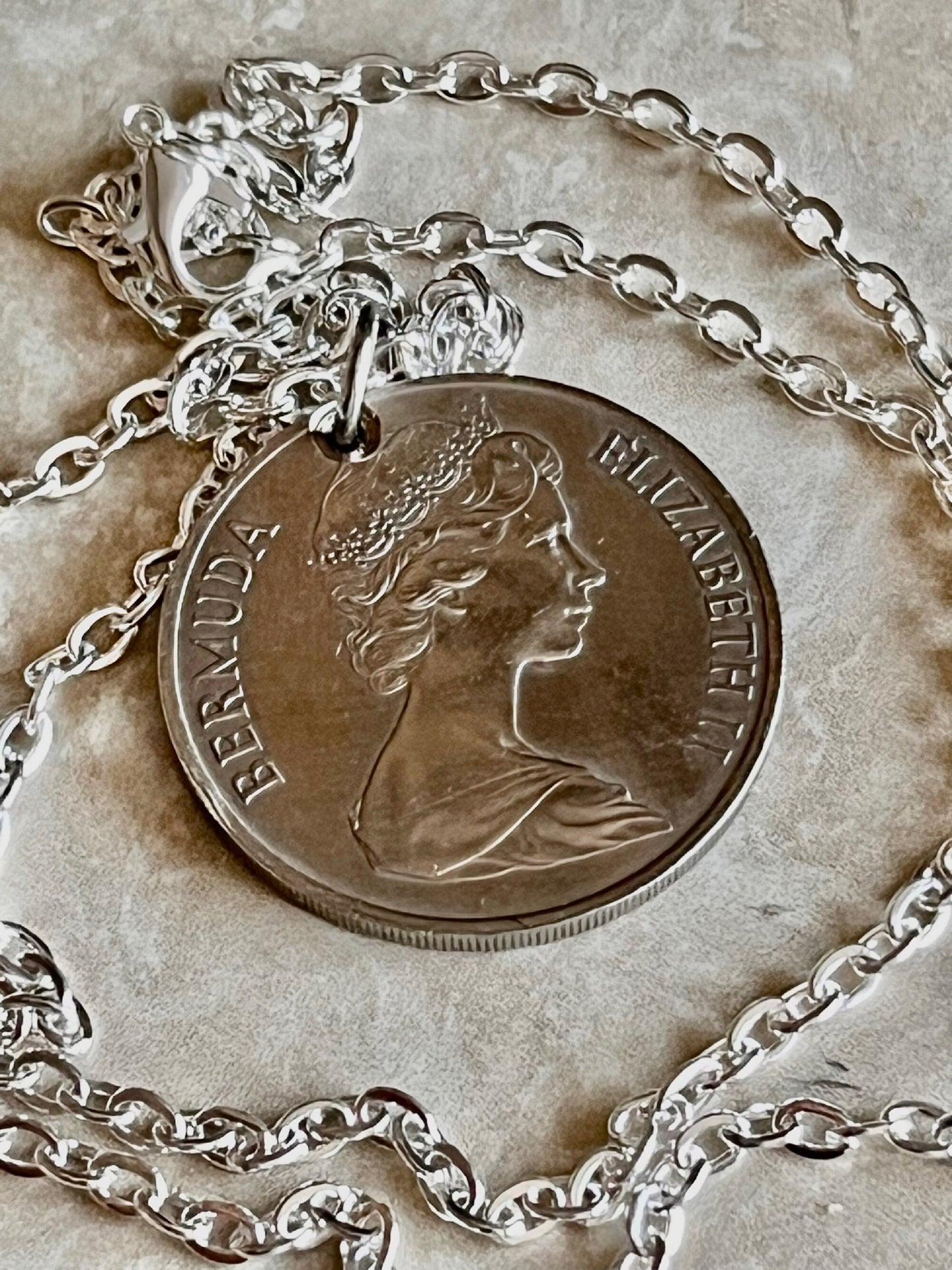 Bermuda Coin Pendant Fifty 50 Cent Coin Pendant Vintage Custom Handmade For Gift For Friend Coin Gift For Him, Coin Collector, World Coins