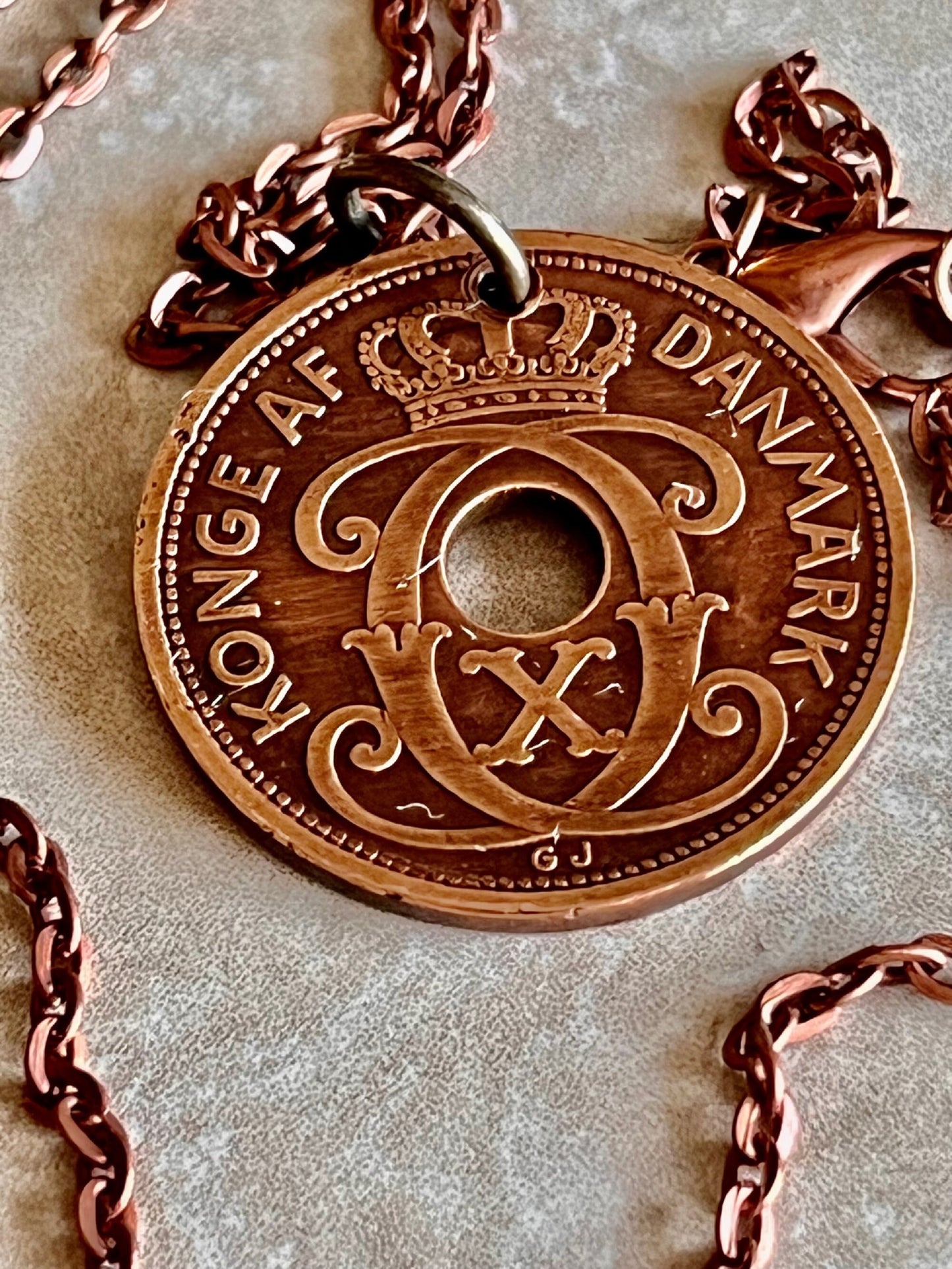 Denmark Coin Pendant 5 Ore Danmark Personal Necklace Old Vintage Handmade Jewelry Gift Friend Charm For Him Her World Coin Collector