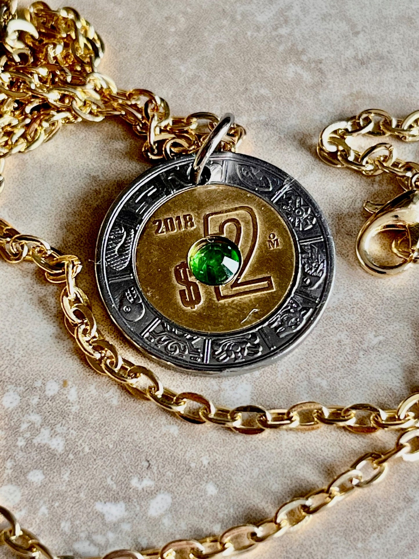 Mexico Coin Pendant Mexican 2 Dollar Necklace Custom Made Coin Charm Gift For Friend Charm Gift For Him, Her, Coin Collector, World Coins