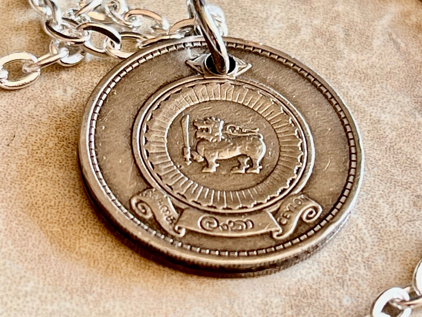 Sri Lanka Coin Necklace 50 Rupee Coin Pendant Handmade Custom Made Charm Gift For Friend Coin Charm Gift For Him, Coin Collector World Coins