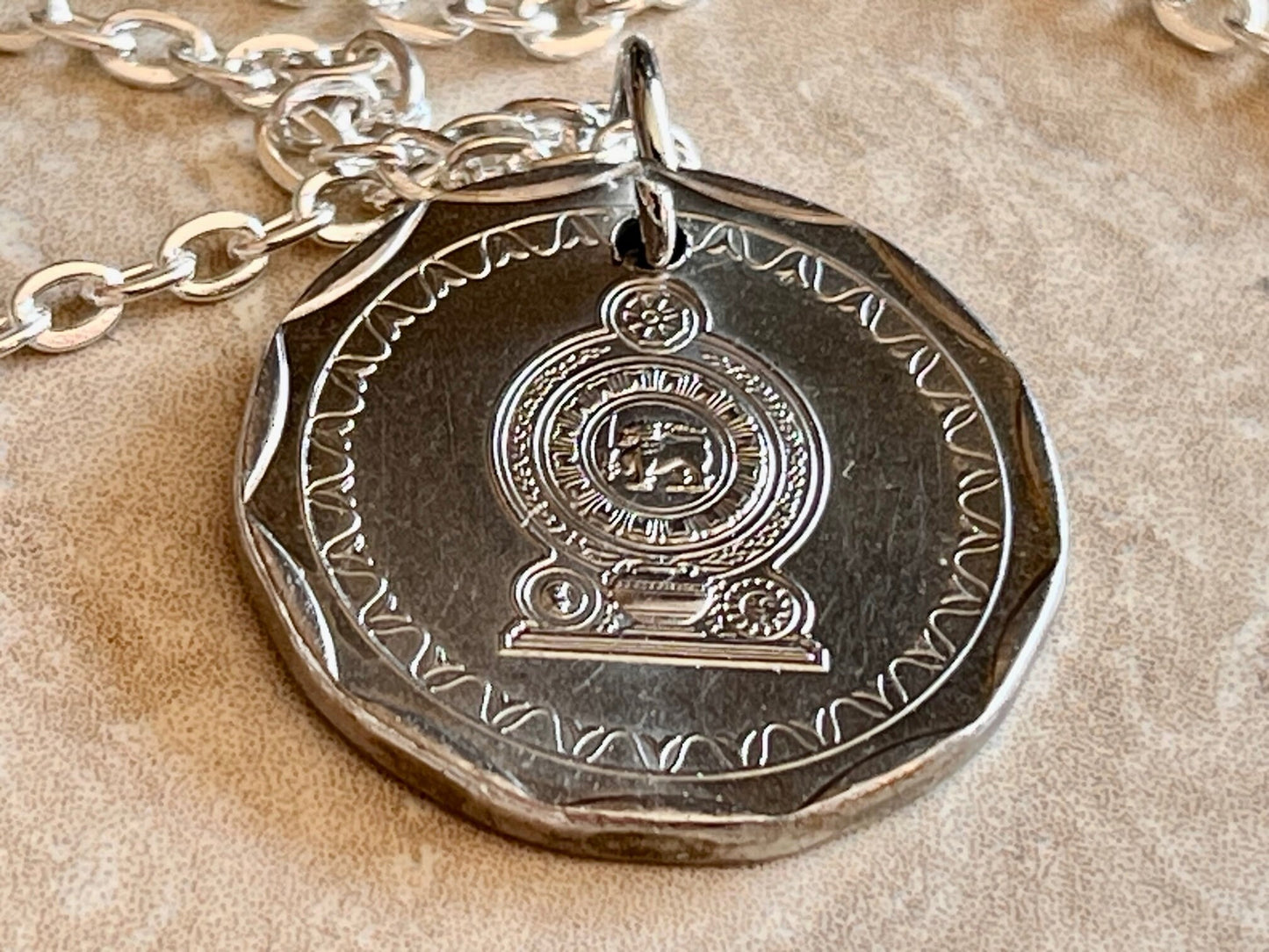 Sri Lanka Coin Necklace 10 Rupee Coin Pendant Handmade Custom Made Charm Gift For Friend Coin Charm Gift For Him, Coin Collector World Coins