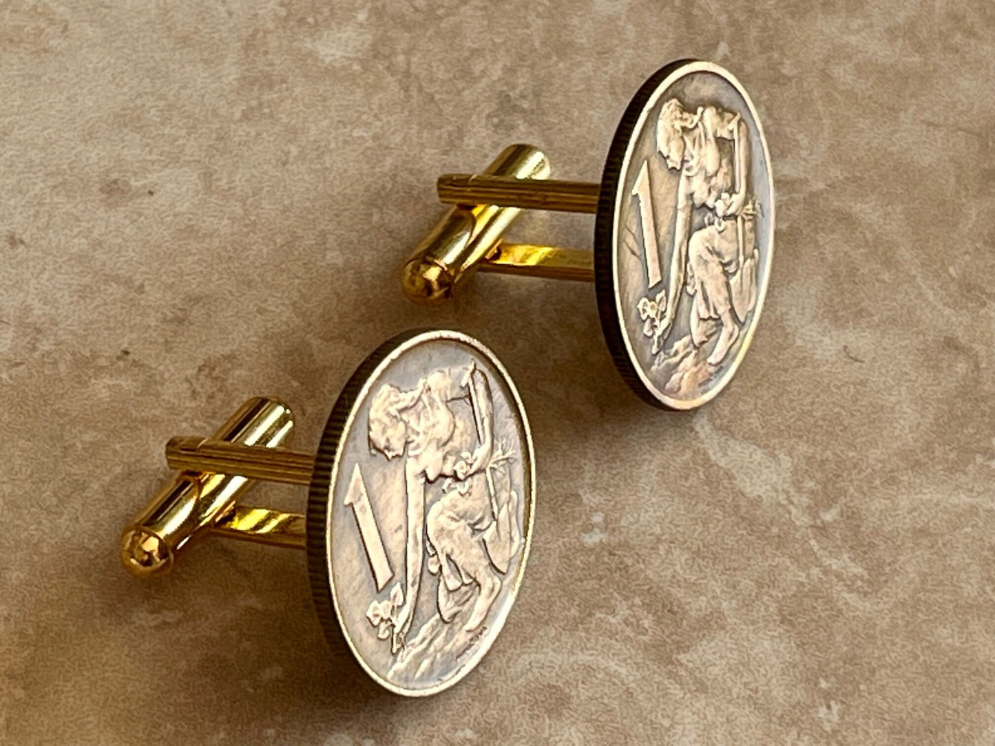 Czech Republic Ceskoslovenska Coin Cufflinks Socialisticka 1 Haleru Handmade Jewelry Gift Friend Charm For Him Her World Coin Collector