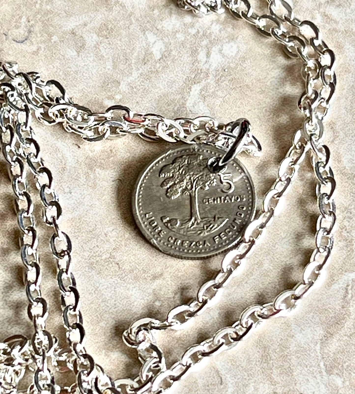 Guatemala Coin Pendant 5 Centavos Necklace Handmade Custom Made Charm Gift For Friend Coin Charm Gift For Him, Coin Collector, World Coins