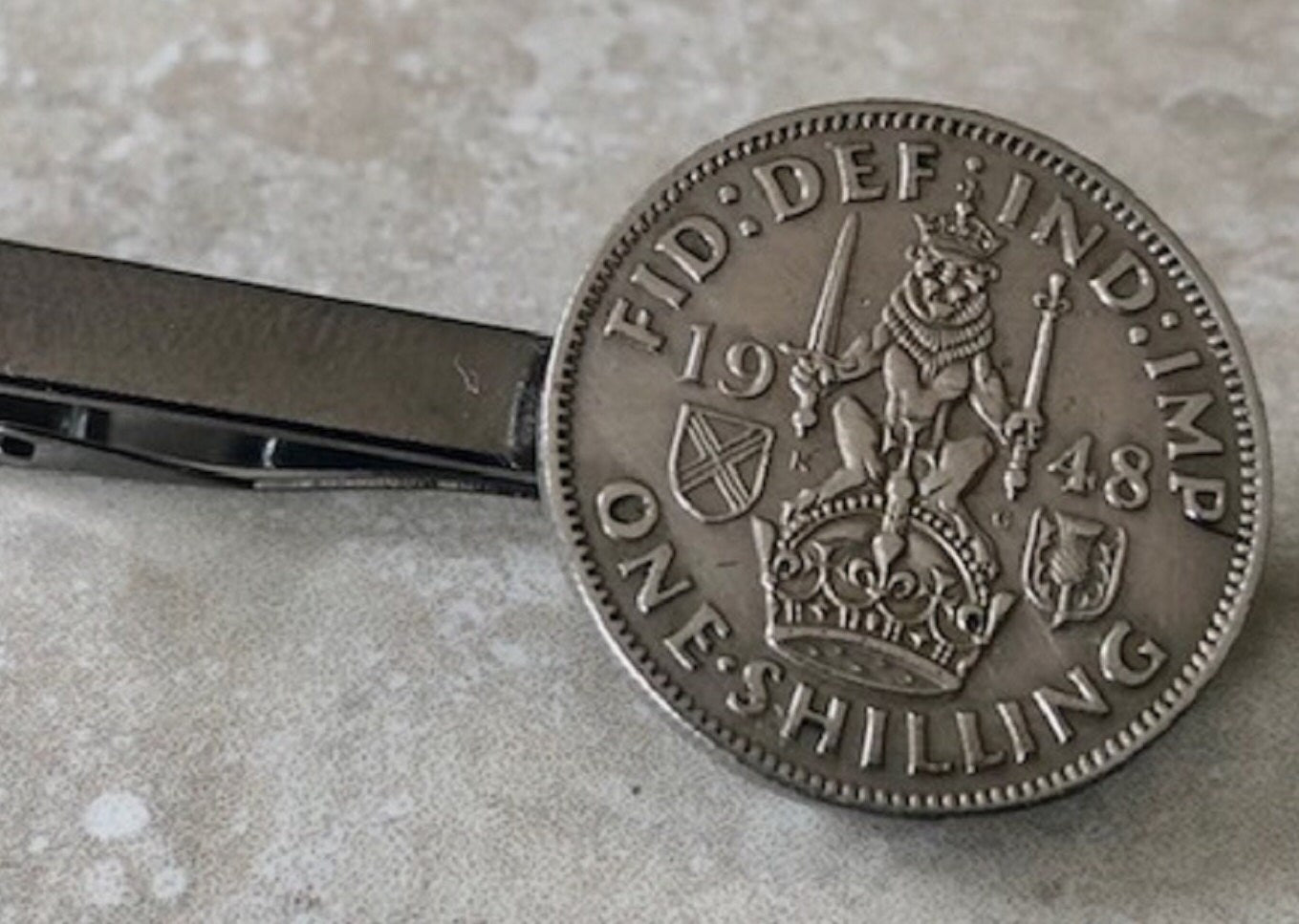 Scotland Coin Tie Clip Scottish UK One Shilling Custom Charm Gift For Friend Coin Charm Gift For Him, Coin Collector, World Coins Suit & Tie
