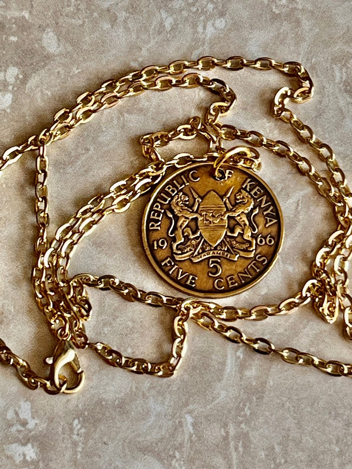 Kenya Coin Pendant Kenyan 5 Shillings Necklace Jewelry Custom Charm Gift For Friend Coin Charm Gift For Him, Her, World Coins Collector
