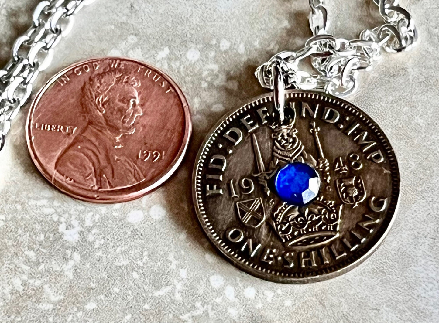 Scotland Coin Pendant Shilling Jewelry Scottish Rhinestone Custom Charm Gift For Friend Coin Charm Gift For Him, Her World Coin Collector