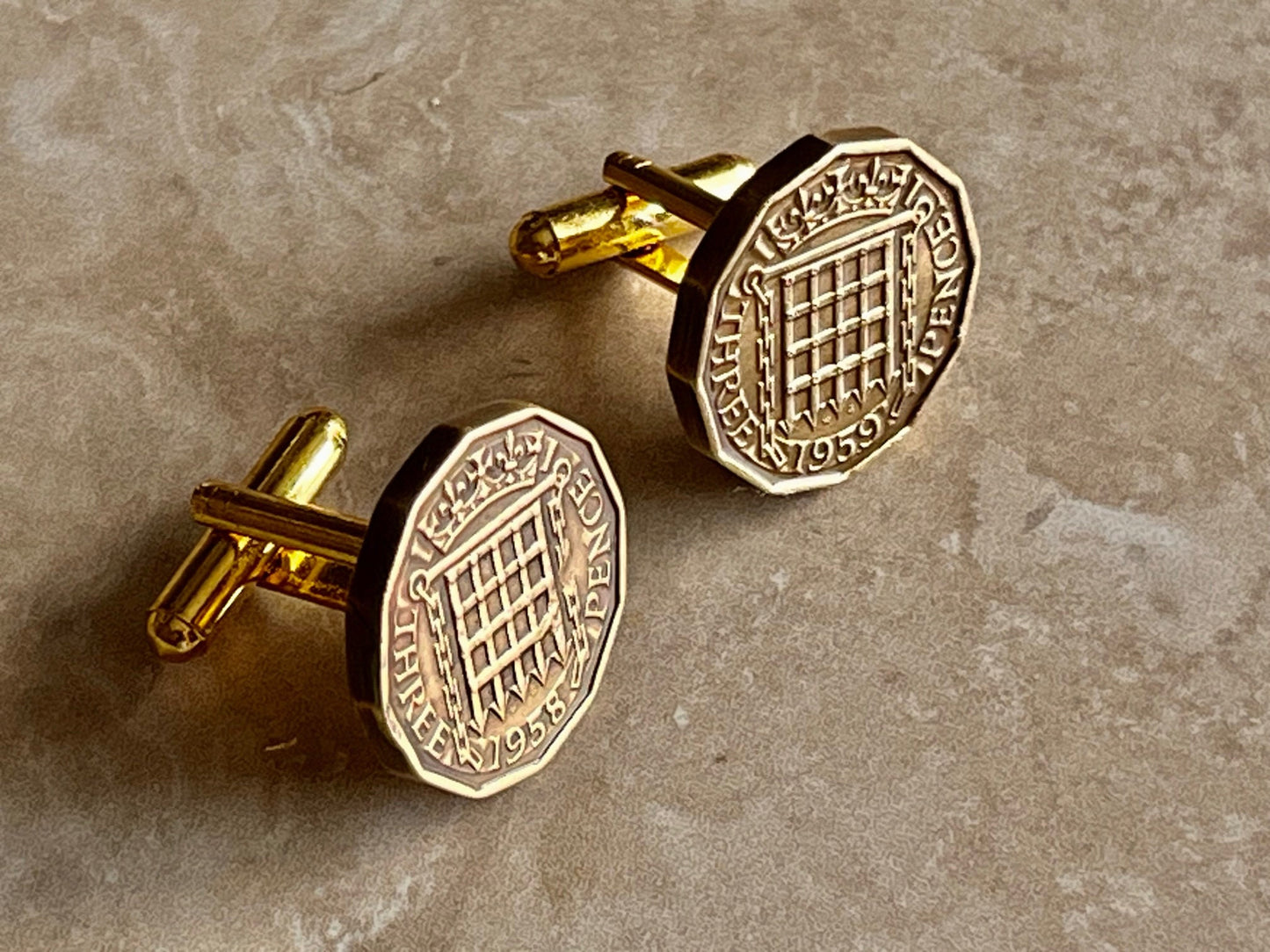 British Coin Cuff Links Briton UK 3 Pence Cufflinks, Charm Gift For Friend Coin Charm Gift For Him, Coin Collector, World Coins