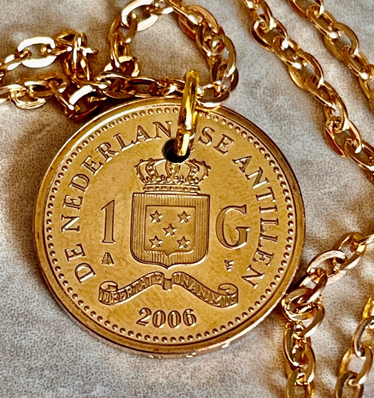 Netherland Coin Pendant Antilles Gulden Queen Juliana Necklace Jewelry Gift For Friend Coin Charm Gift For Him, Her, World Coins Collector