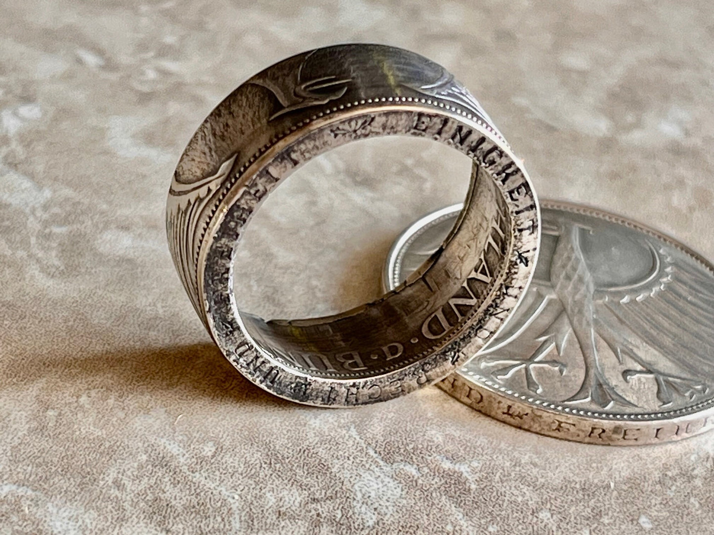 Germany Coin Ring Silver Eagle 5 German Mark Handmade Personal Custom Ring Gift For Friend Coin Ring Gift For Him Her World Coin Collector