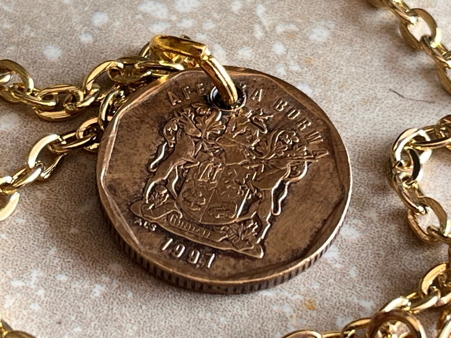 South Africa Coin Pendant African 20 Cents Personal Necklace Old Vintage Handmade Jewelry Gift Friend Charm For Him Her World Coin Collector