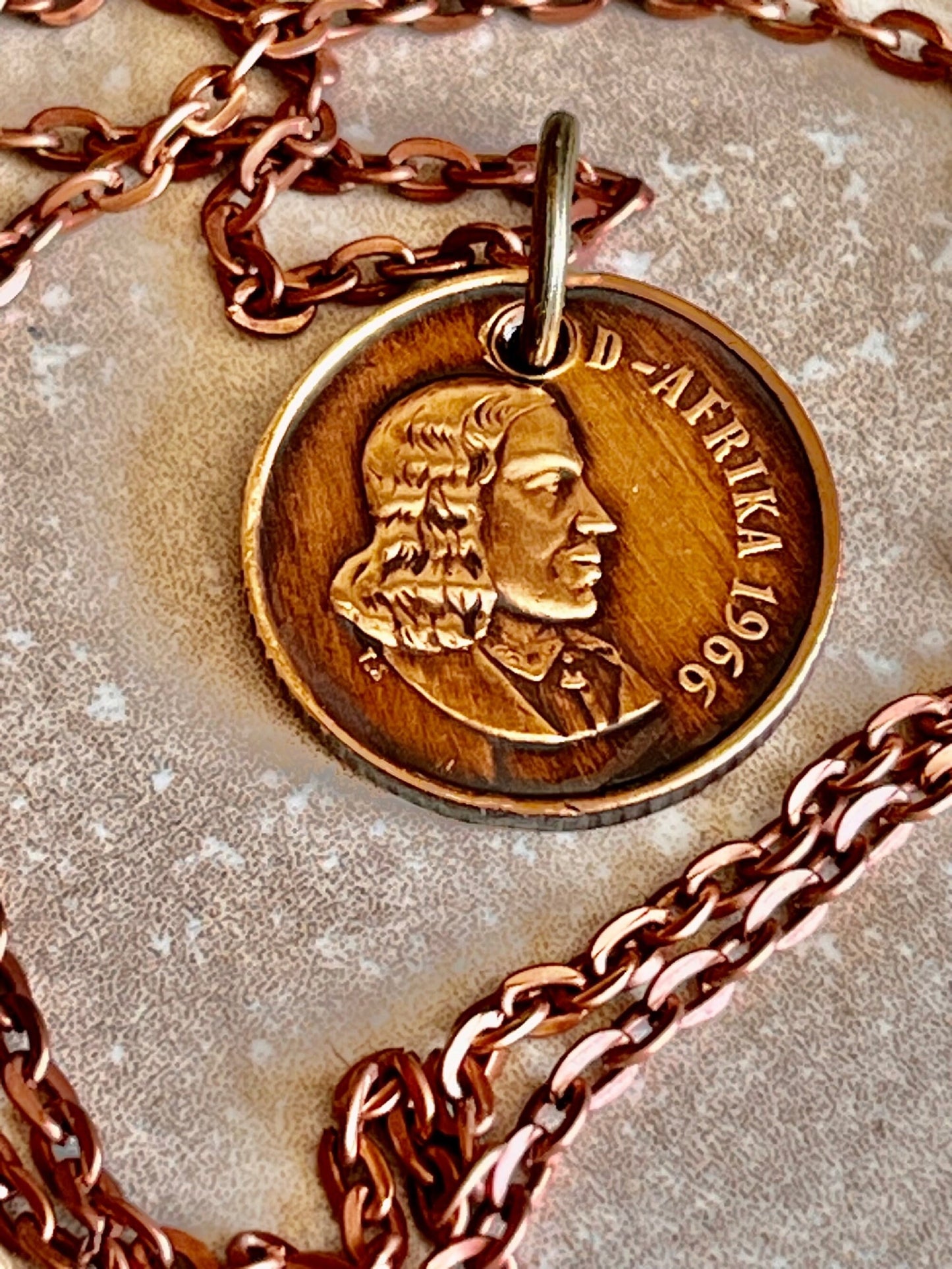 South Africa Coin Pendant 1 Cent Personal Necklace Old Vintage Handmade Jewelry Gift Friend Charm For Him Her World Coin Collector