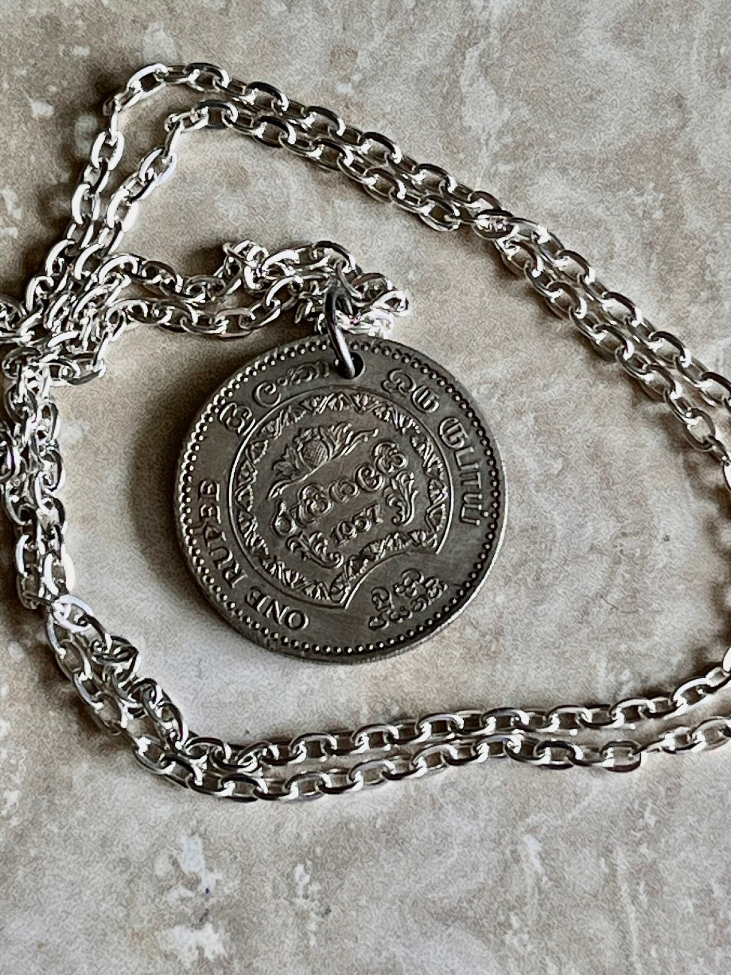 India Coin Pendant 1957 East India 1 Rupee Personal Vintage Handmade Jewelry Gift Friend Charm For Him Her World Coin Collector