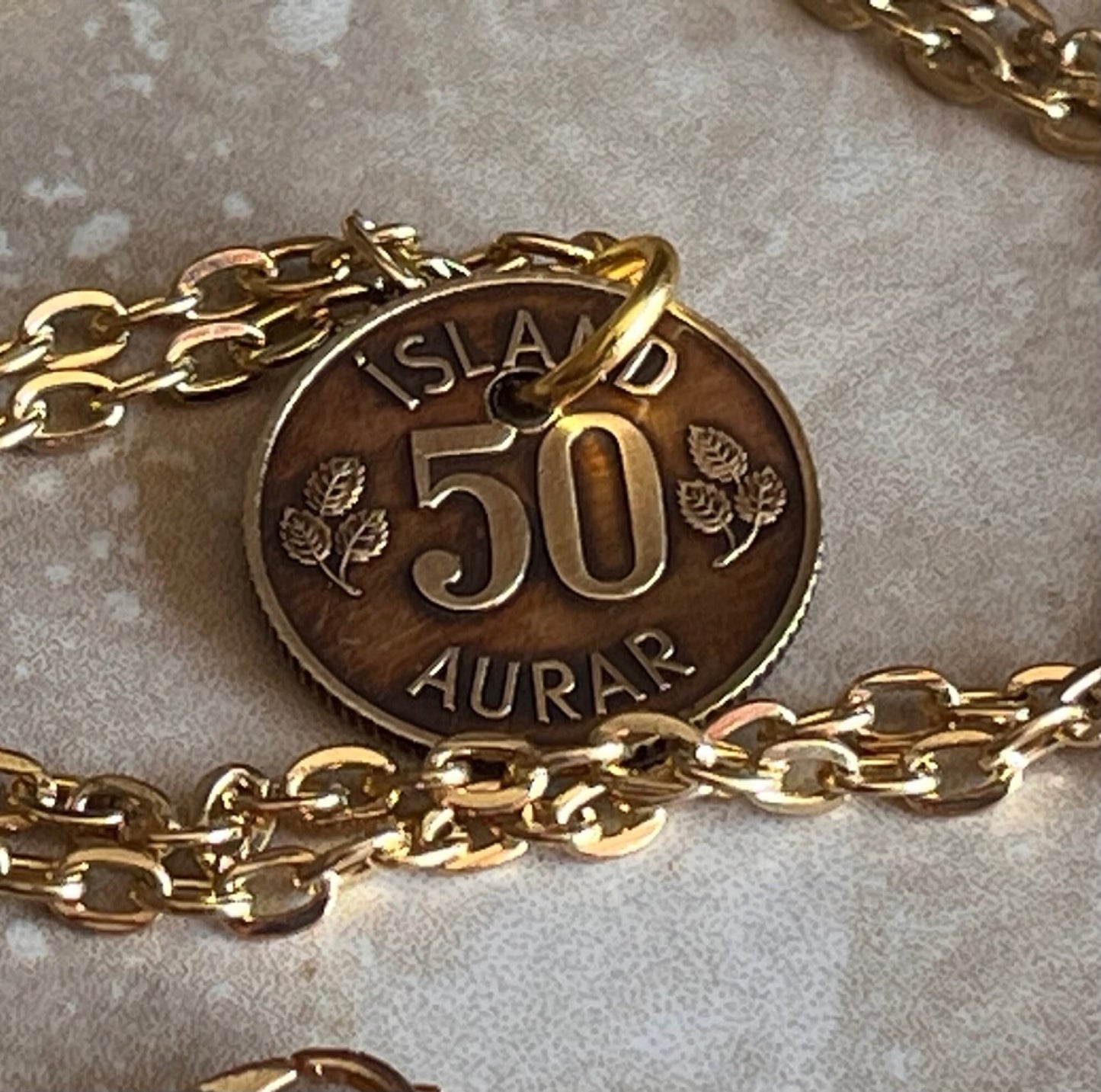 Iceland Coin Necklace 50 Kronur Icelandic Pendant Personal Old Vintage Handmade Jewelry Gift Friend Charm For Him Her World Coin Collector