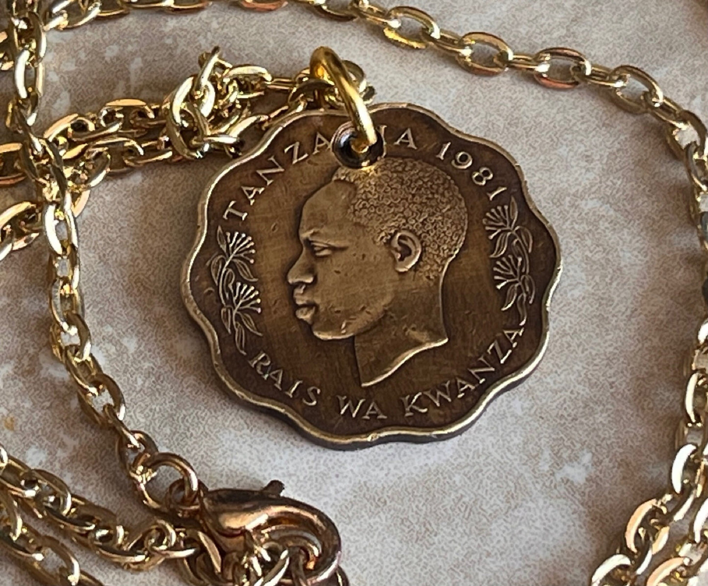 Tanzania Coin Pendant Necklace Tanzanian 10 Senti Personal Vintage Handmade Jewelry Gift Friend Charm For Him Her World Coin Collector