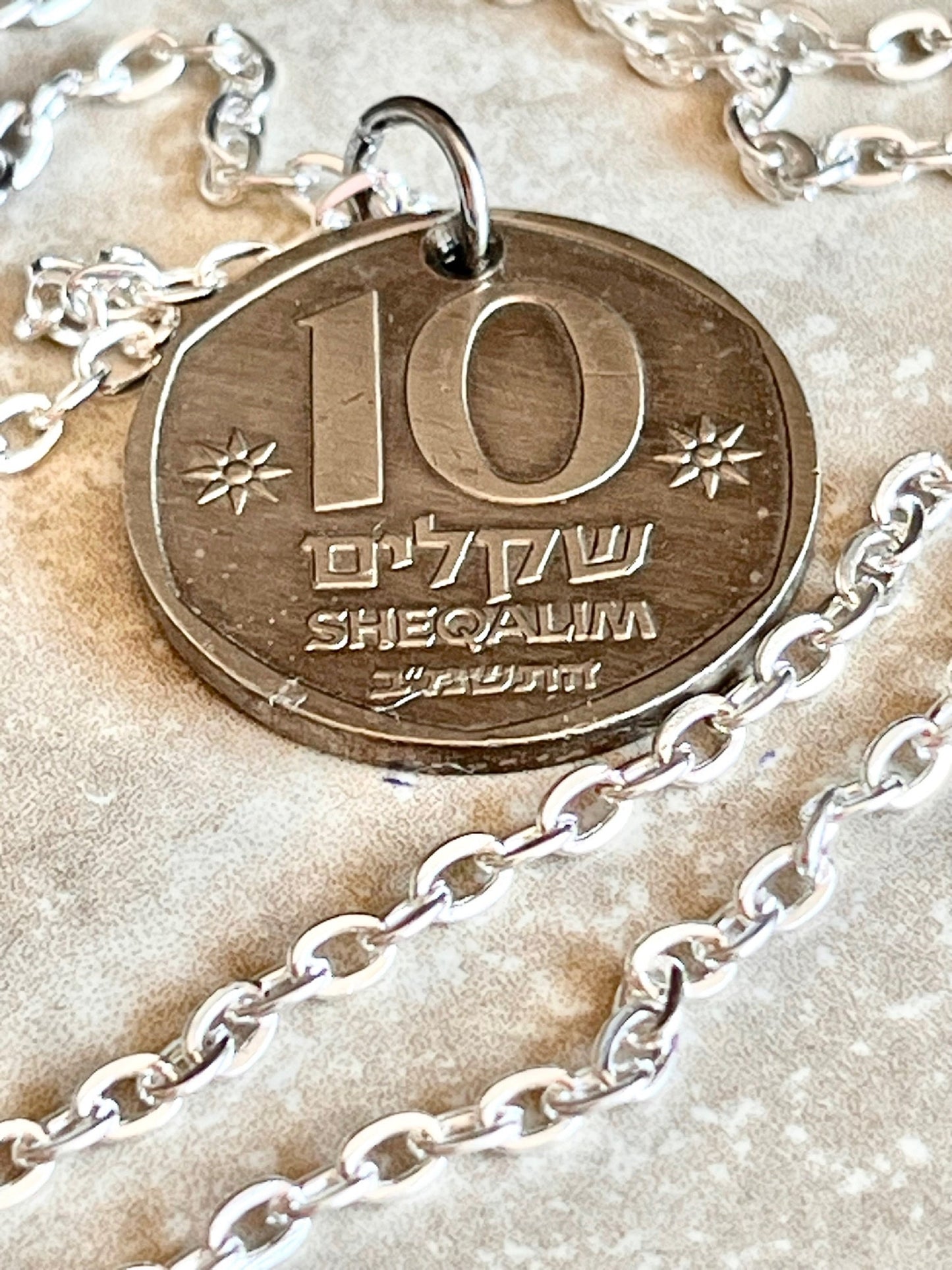 Israel Coin Necklace 10 Shekel Pendant Jewish Israelite Hanukkah Menorah Handmade Jewelry Gift Friend Charm For Him Her World Coin Collector