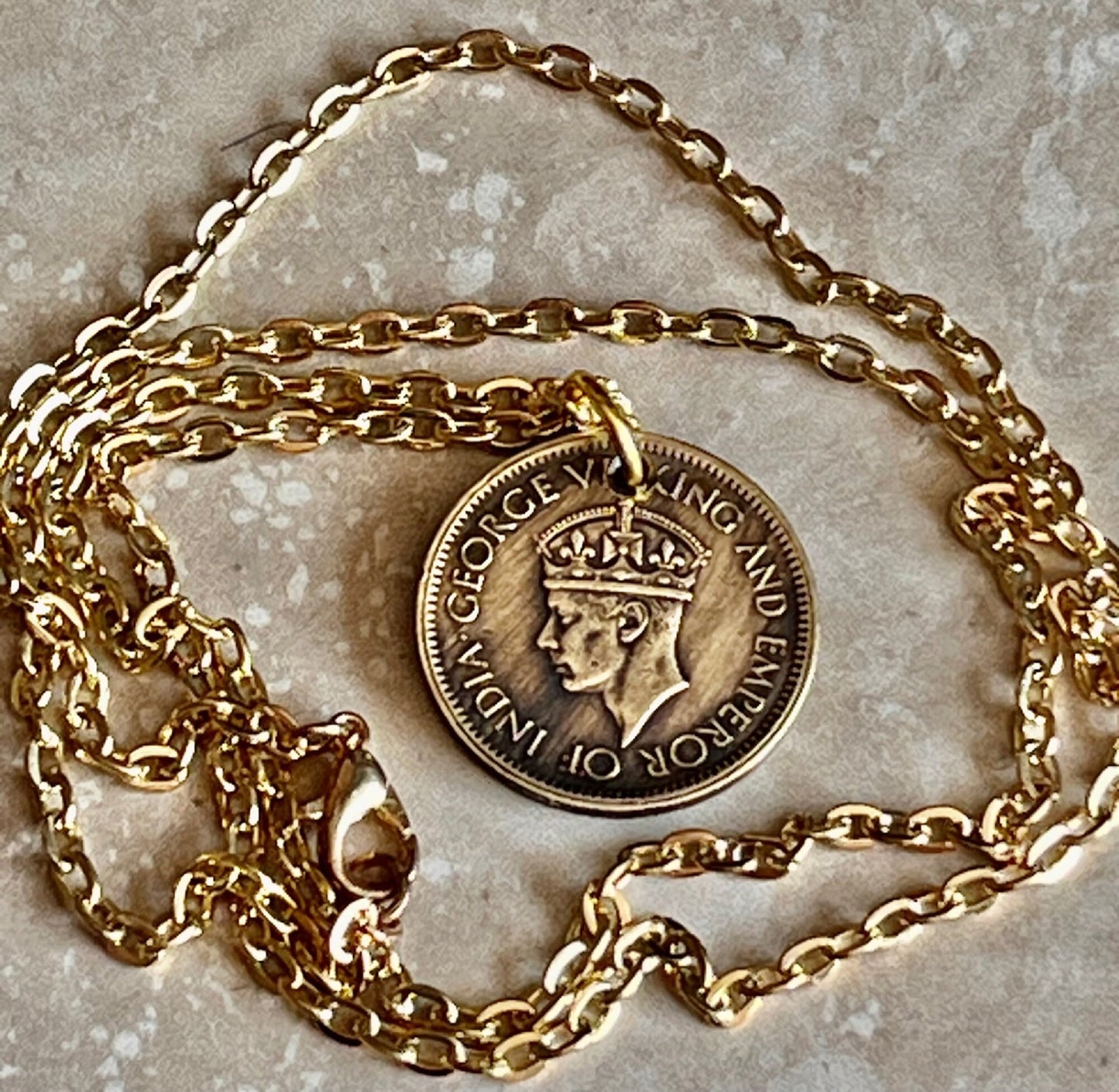 Ceylon Coin Necklace 50 Cents Pendant Handmade Custom Made Charm Gift For Friend Coin Charm Gift For Him, Coin Collector, World Coins