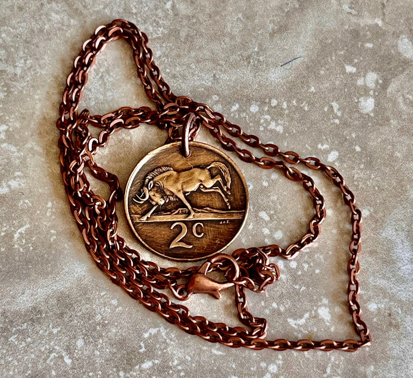 South Africa Coin Pendant African 2 Cents Personal Necklace Old Vintage Handmade Jewelry Gift Friend Charm For Him Her World Coin Collector