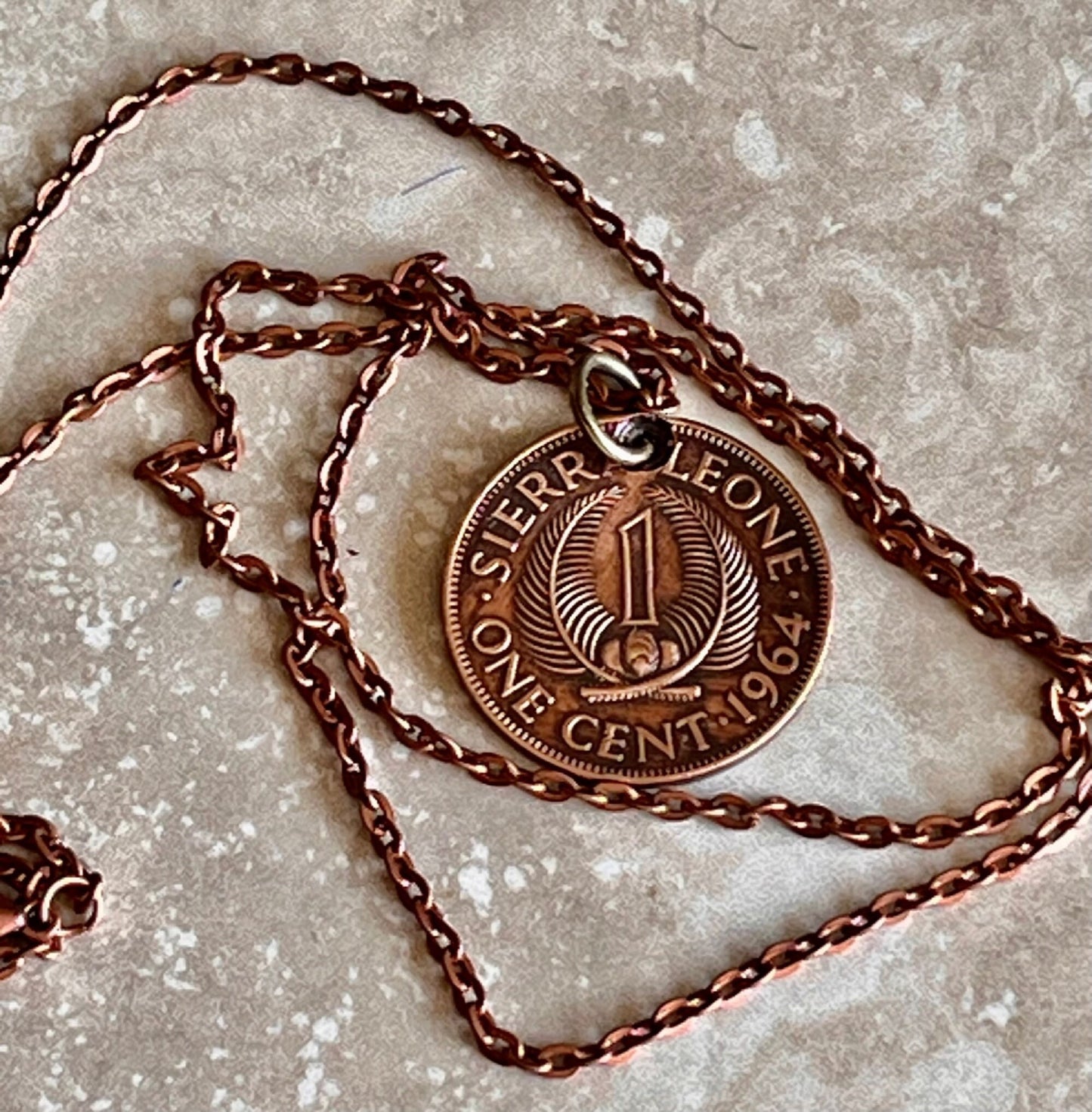 Sierra Leone Coin Pendant African 1 Cent Personal Necklace Old Vintage Handmade Jewelry Gift Friend Charm For Him Her World Coin Collector