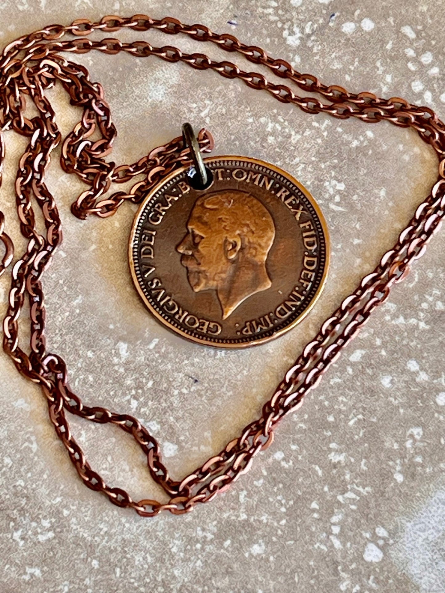 England Half Penny UK Coin Pendant Britain Personal Necklace Vintage Handmade Jewelry Gift Friend Charm For Him Her World Coin Collector