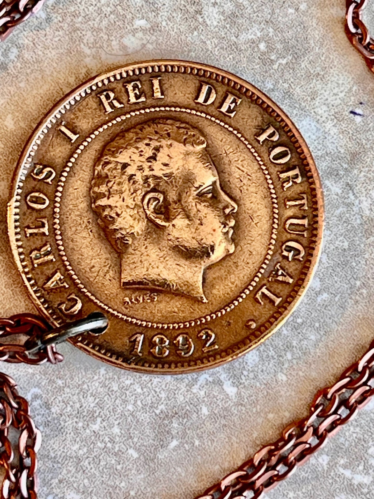 Portugal Coin Necklace Portuguese 20 Reis Pendant Personal Necklace Old Handmade Jewelry Gift Friend Charm For Him Her World Coin Collector