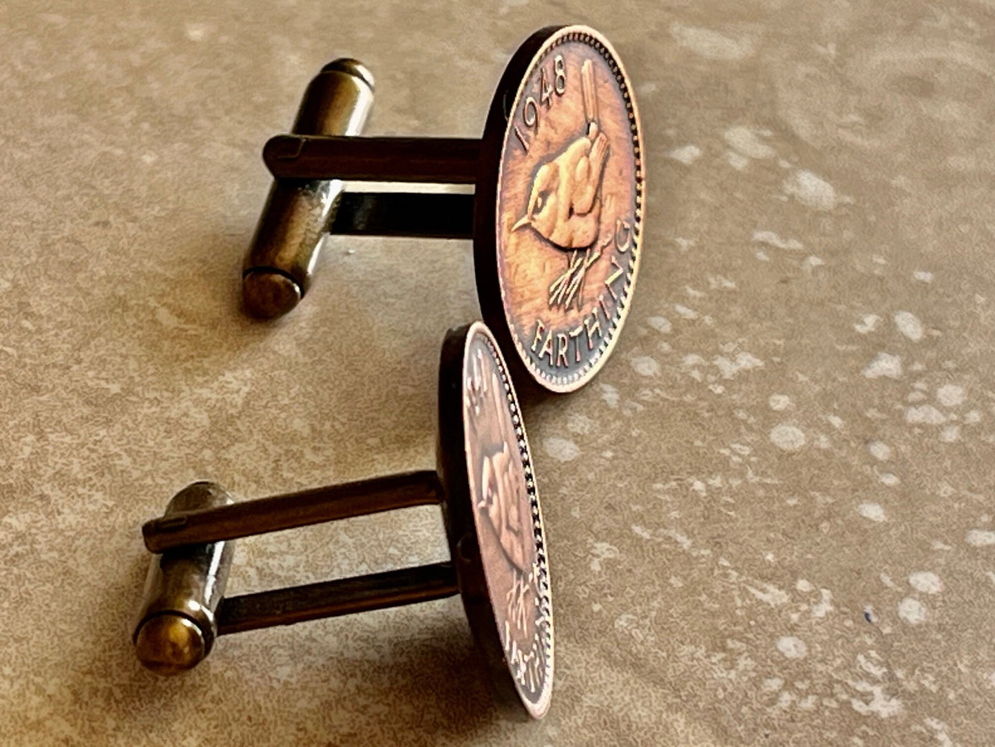 England Coin Cuff Links United Kingdom Farthing Personal Cufflinks Handmade Jewelry Gift Friend Charm For Him Her World Coin Collector