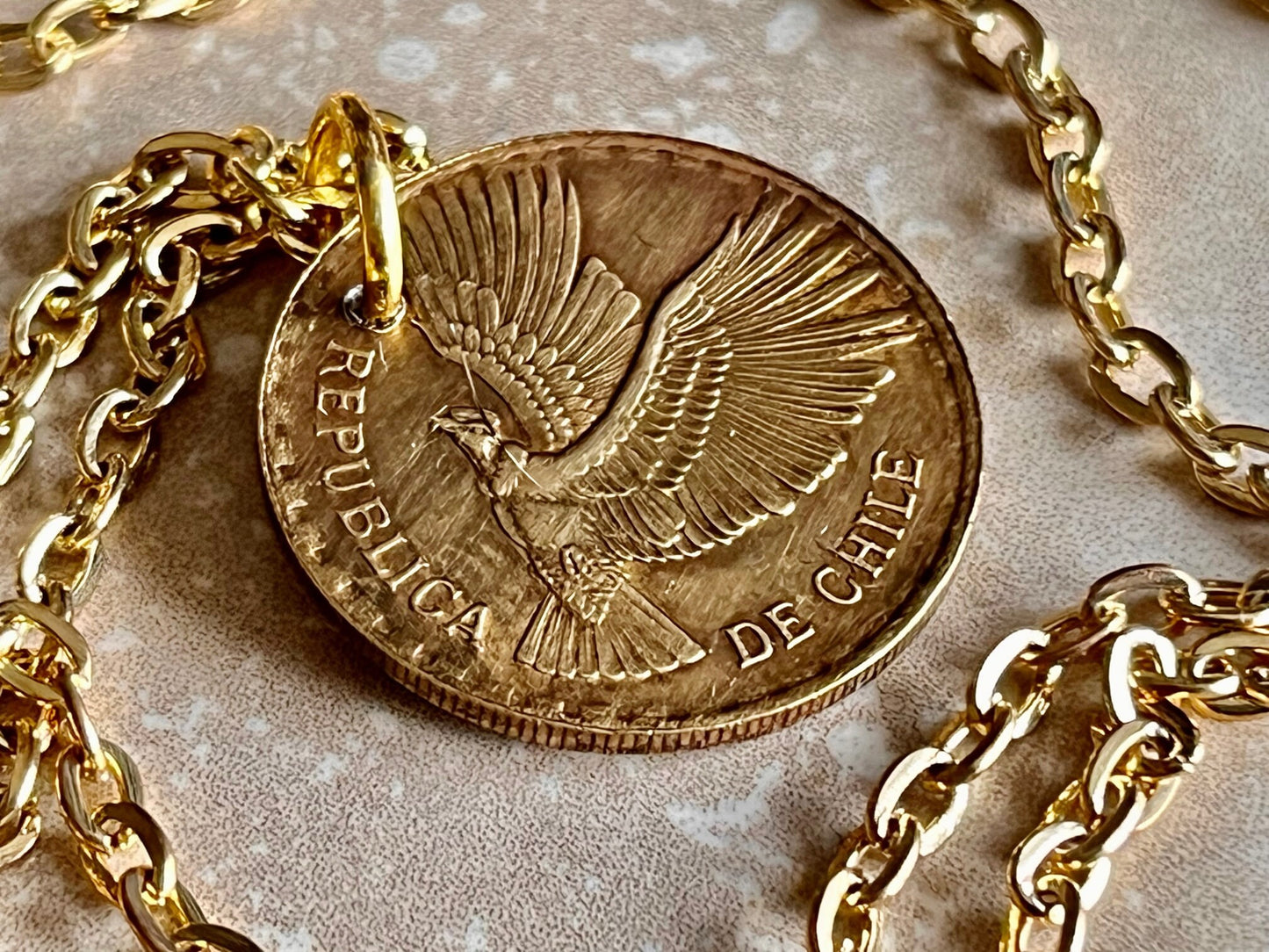 Chile Coin Pendant Chillan 5 Centesimos Personal Necklace Old Vintage Handmade Jewelry Gift Friend Charm For Him Her World Coin Collector