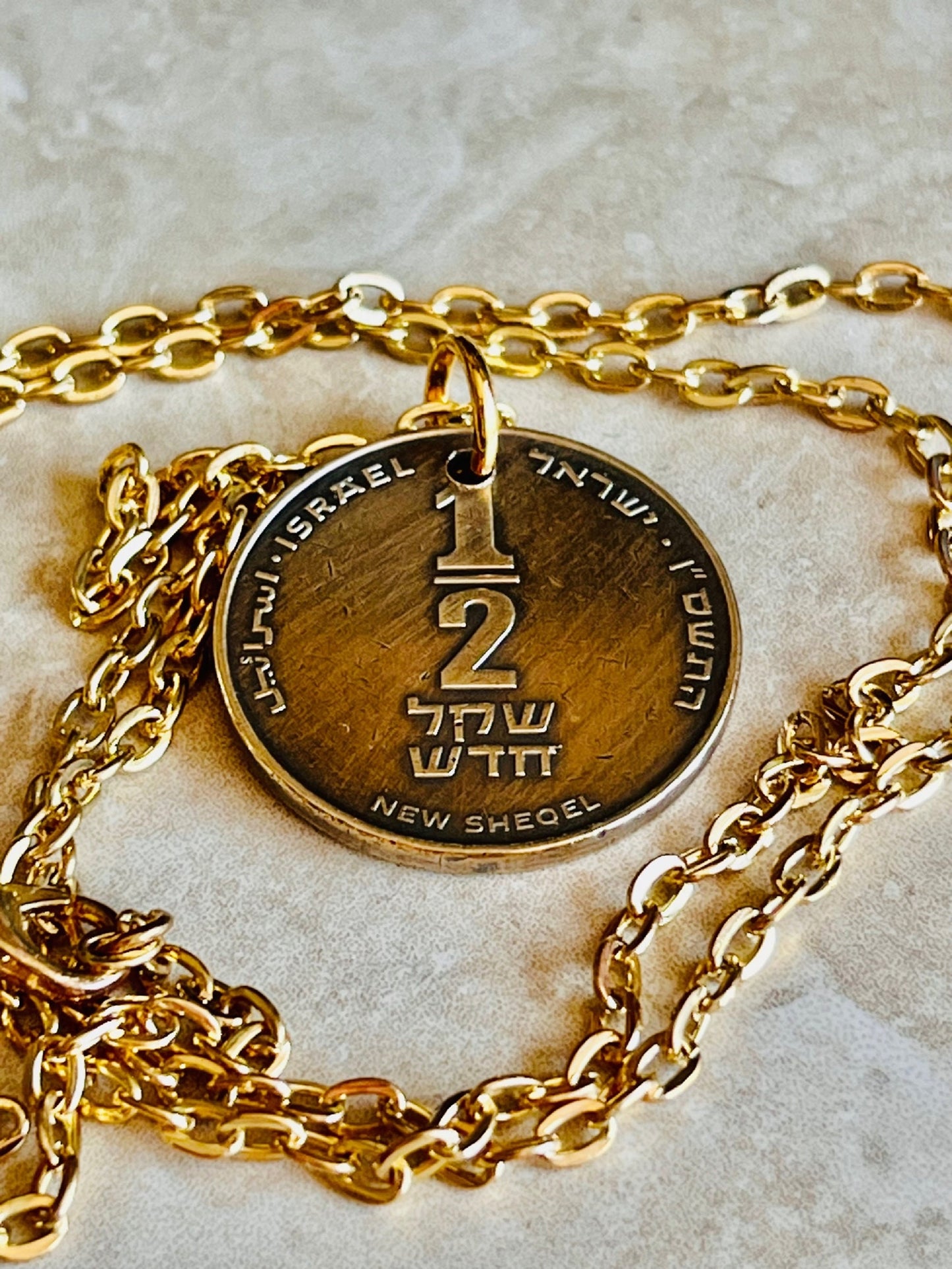 Israel Coin Necklace New Half Shekel Pendant Jewish Israelite Hanukkah Menorah Personal Jewelry gift Charm For Him Her World Coin Collector