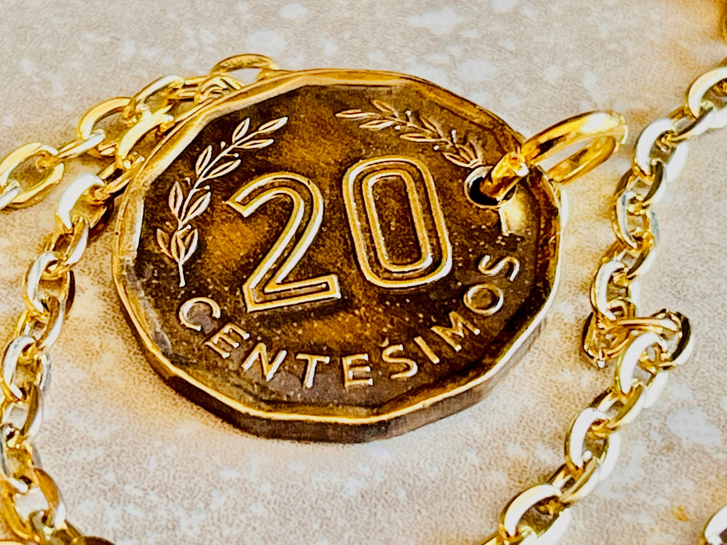 Uruguay Coin Necklace Uruguayan 20 Centimos Pendant Personal Old Vintage Handmade Jewelry Gift Friend Charm For Him Her World Coin Collector